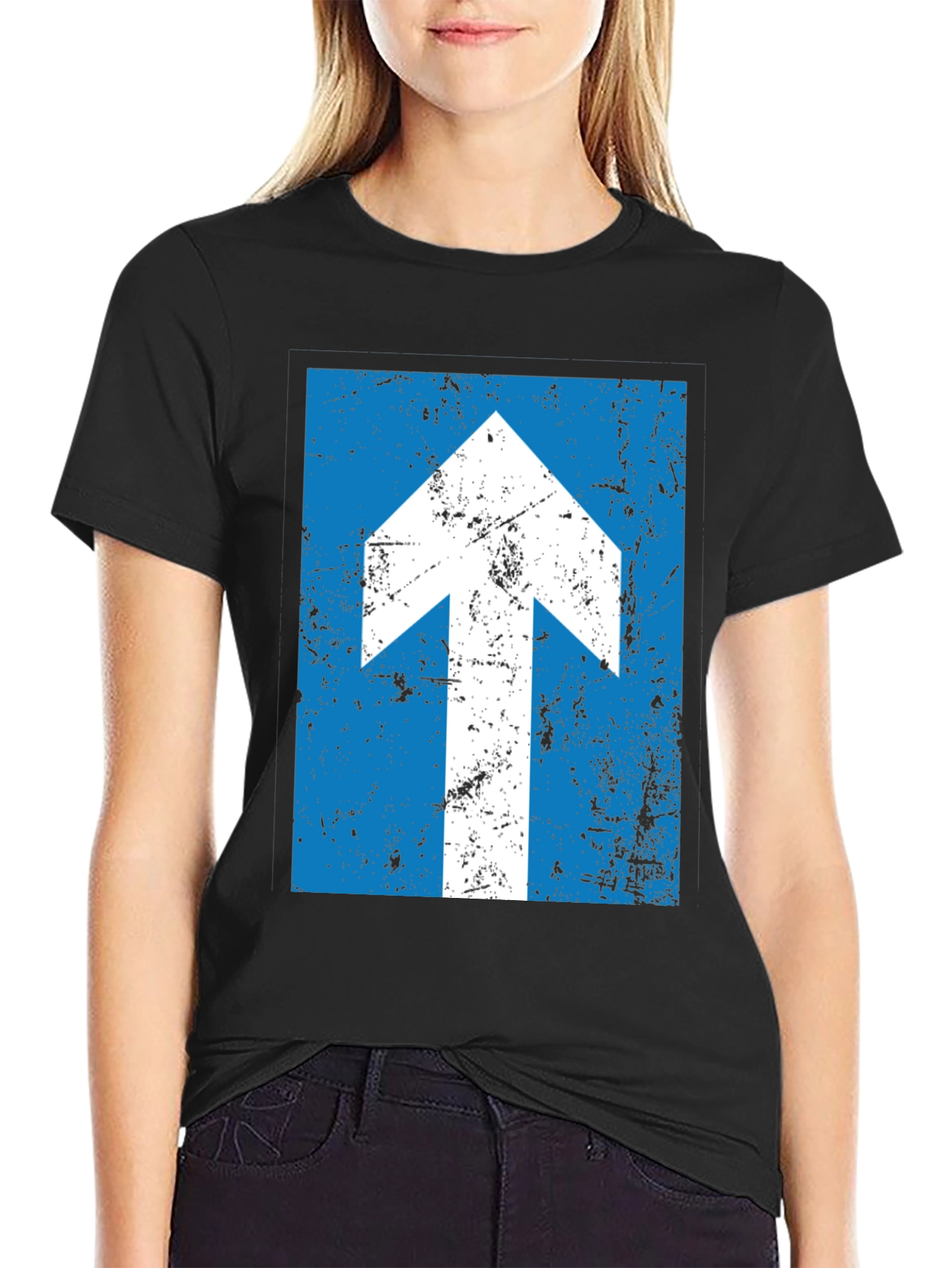 Black Up Arrow Distressed T-Shirt view 2