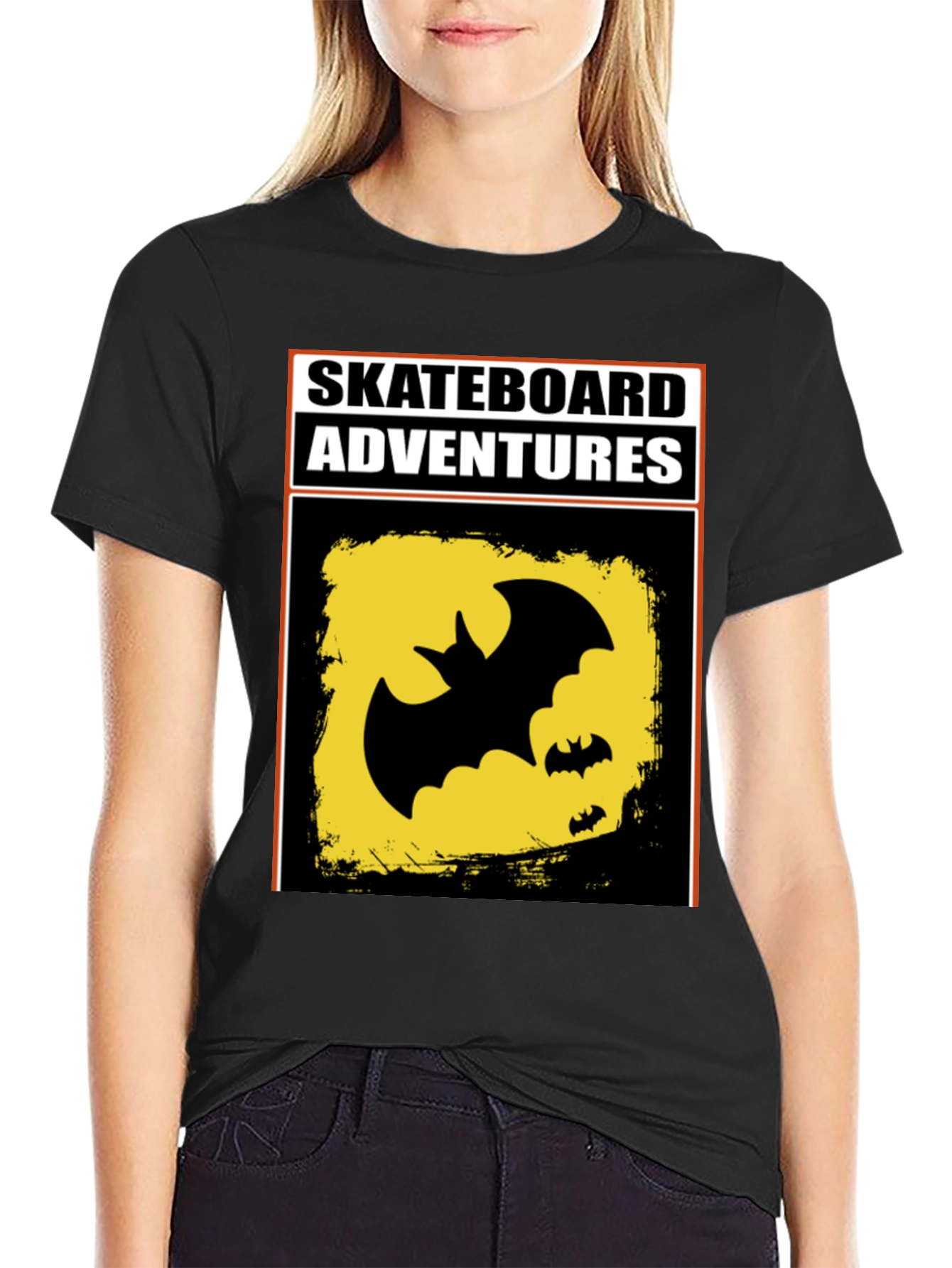 Black Skateboard Adventures Bat T-Shirt - Black view 2