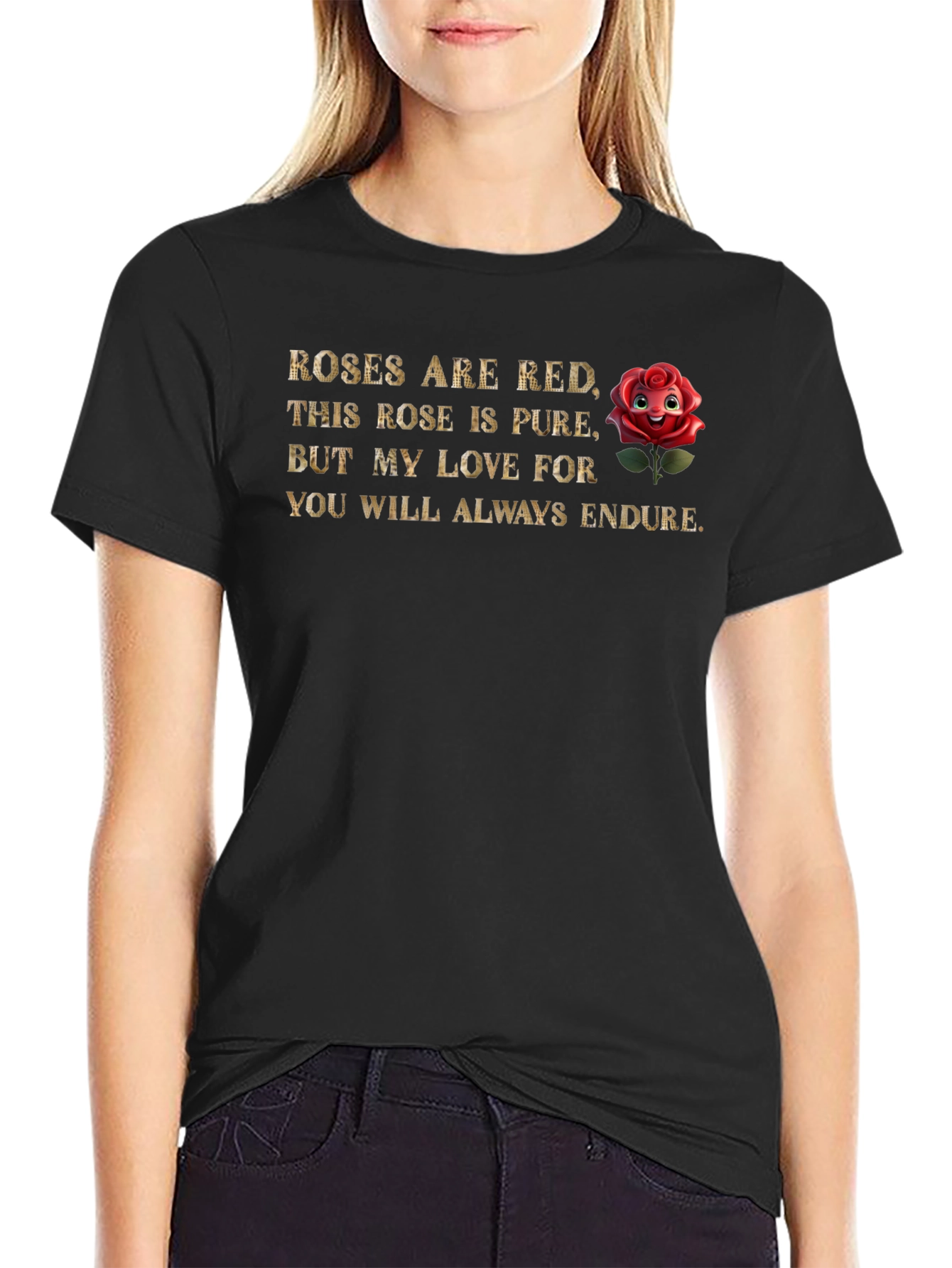 Black Romantic Rose Poem Graphic Tee view 2