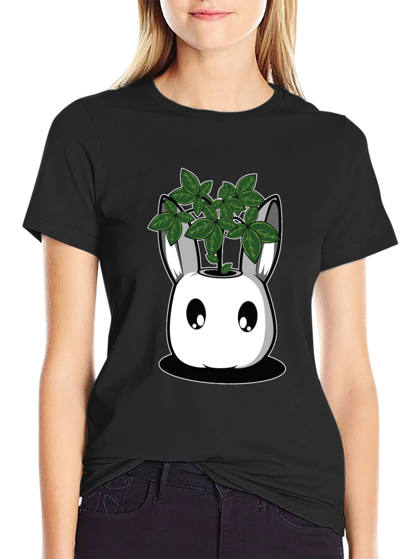 Black Bunny Planter Graphic Tee - Black Cotton Blend view 2