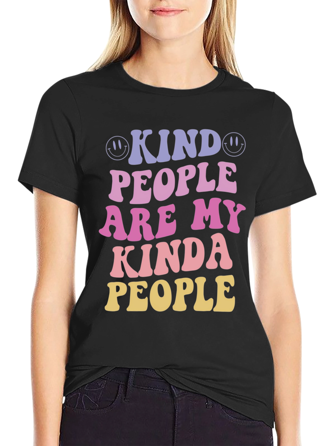 Black Kind People Graphic T-Shirt - Positive Vibes view 2