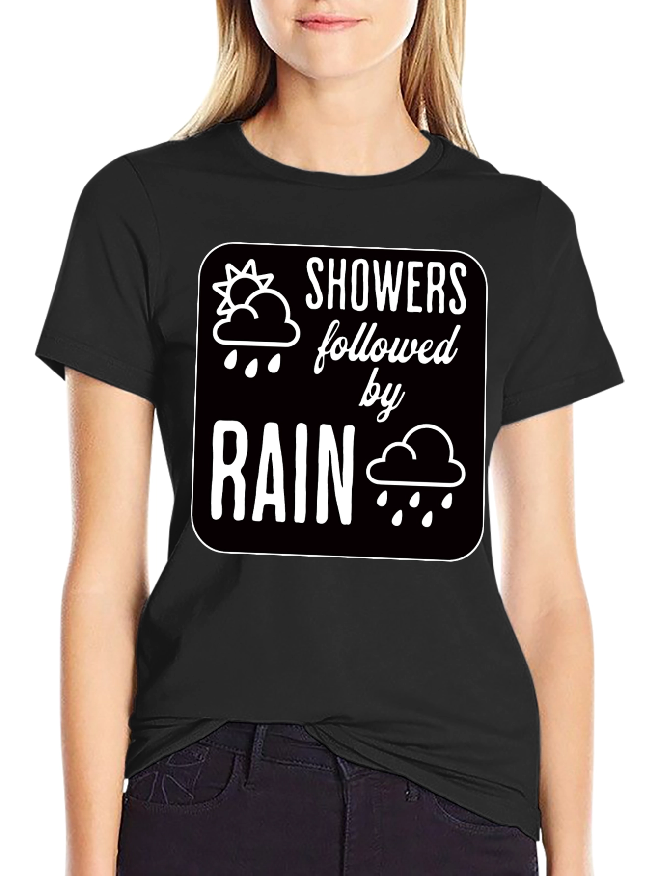 Black Showers Followed by Rain Graphic Black T-Shirt view 2