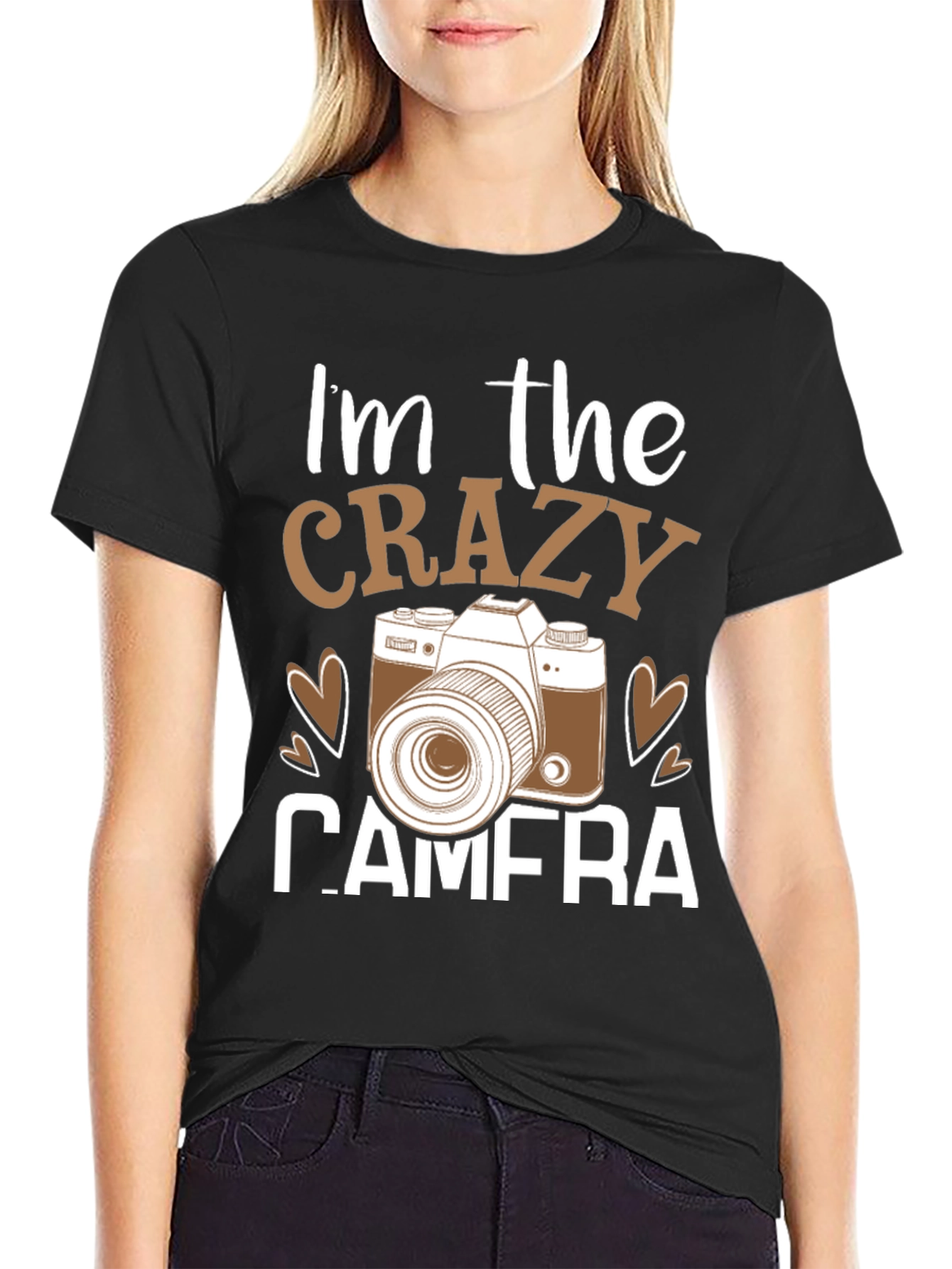 Black Crazy Camera T-Shirt - Photography Lover Gift view 2