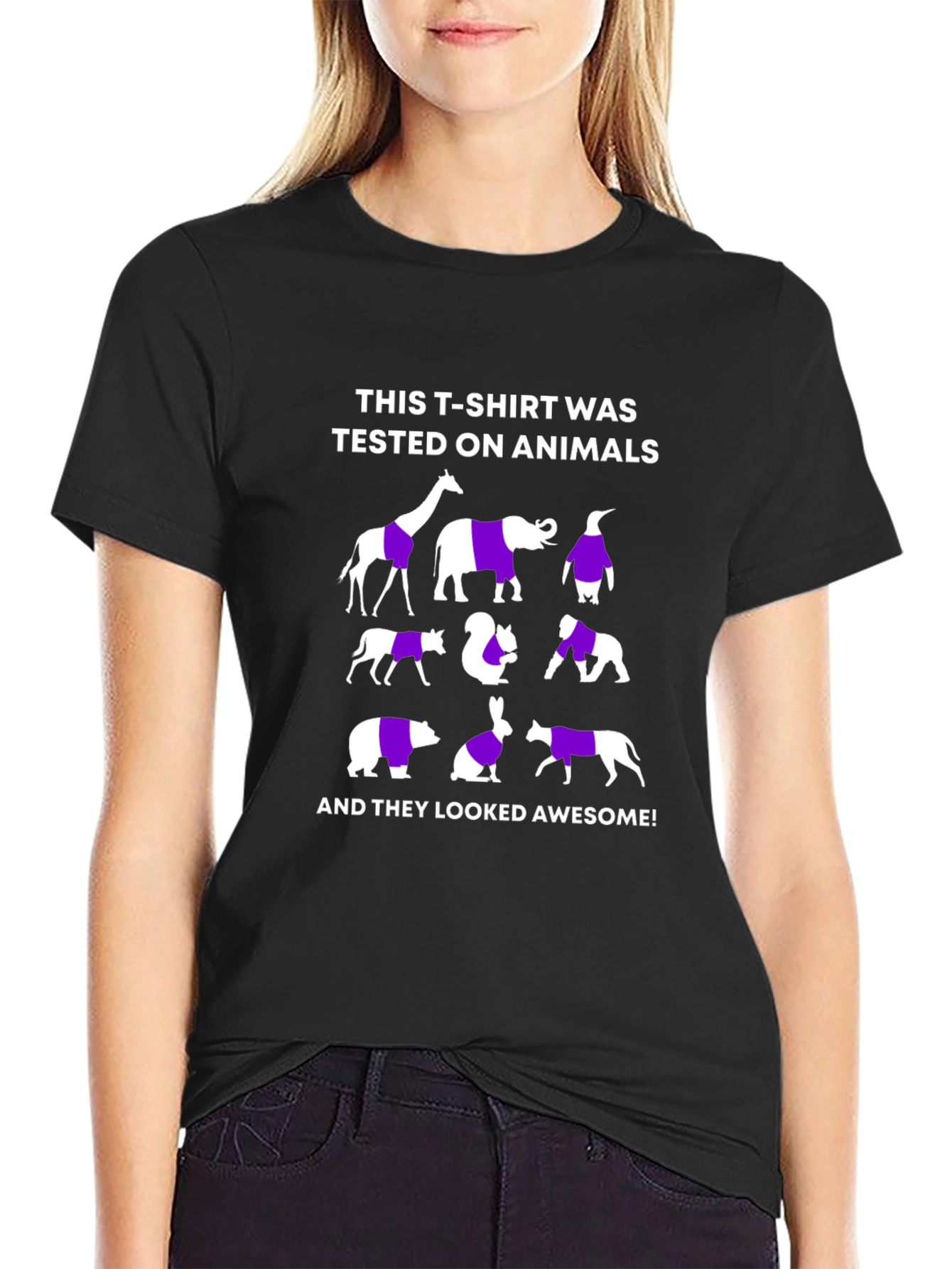 Black Animal Tested T-Shirt - Look Awesome! view 2