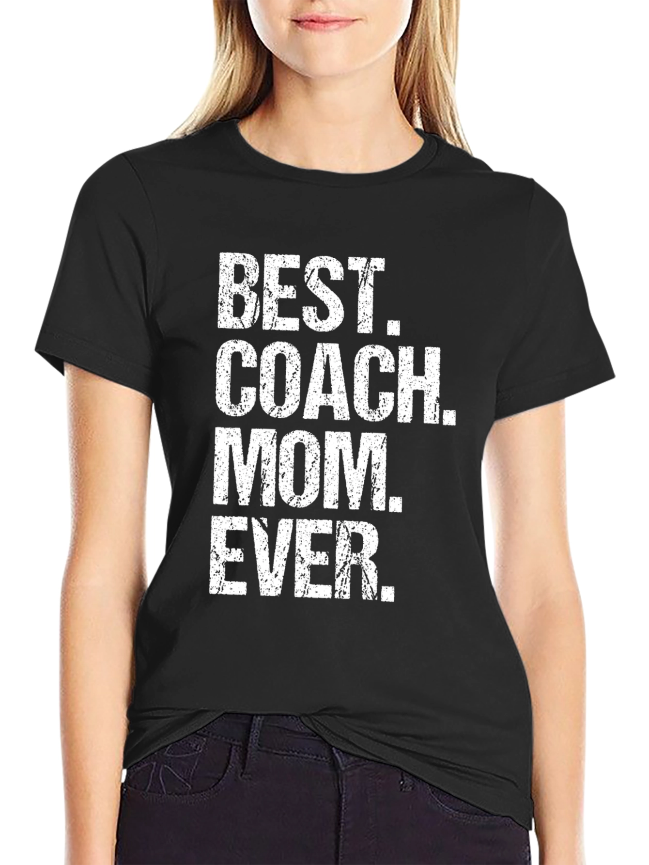 Black Best Coach Mom Ever Black T-Shirt view 2