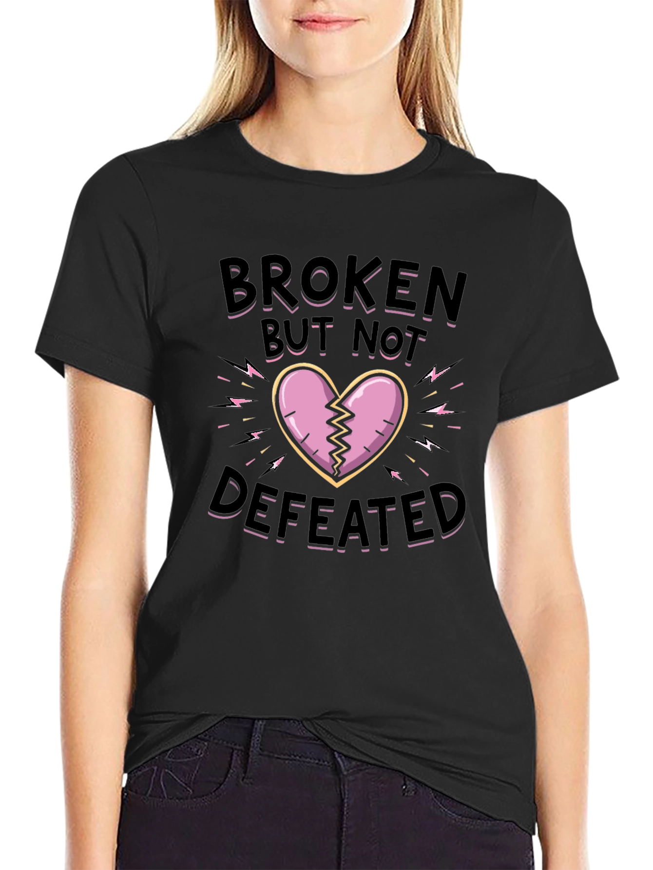 Black Broken But Not Defeated Graphic Tee view 2