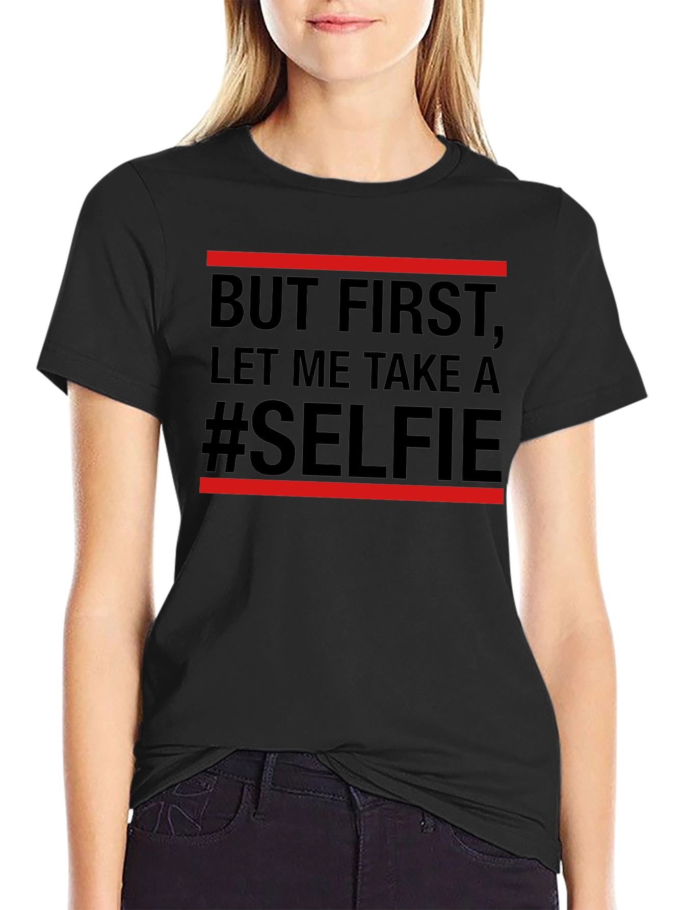 Black But First Selfie Graphic Tee view 2