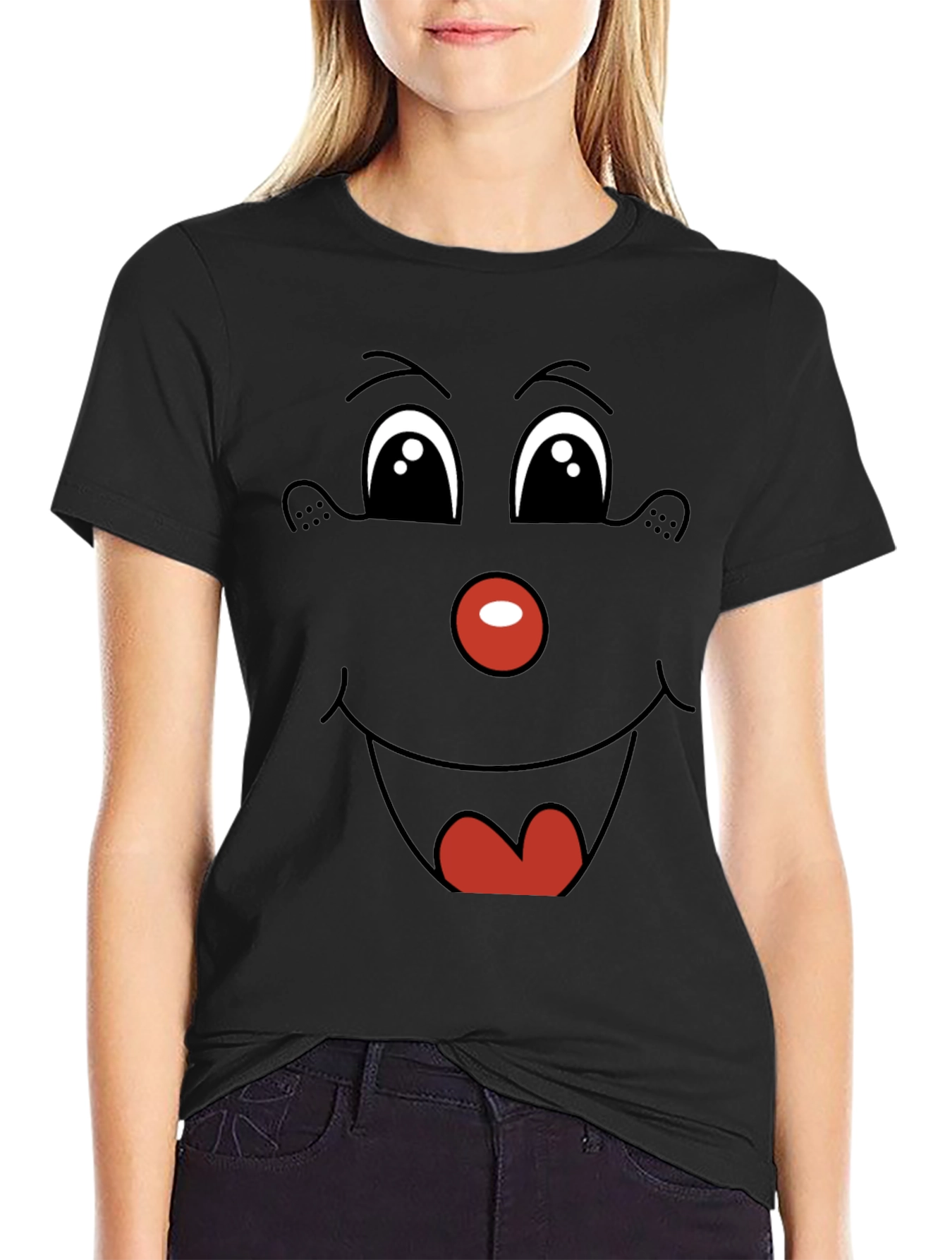 Black Funny Face Graphic Tee - Black view 2