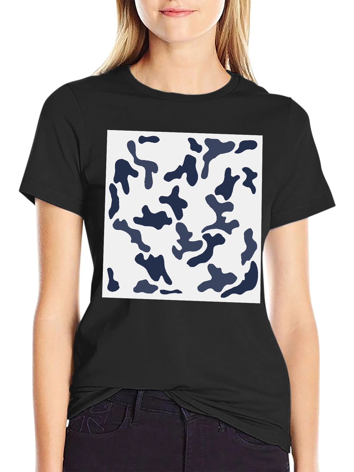 Black Cool Camo Graphic Tee - Men's Black Cotton T-Shirt view 2