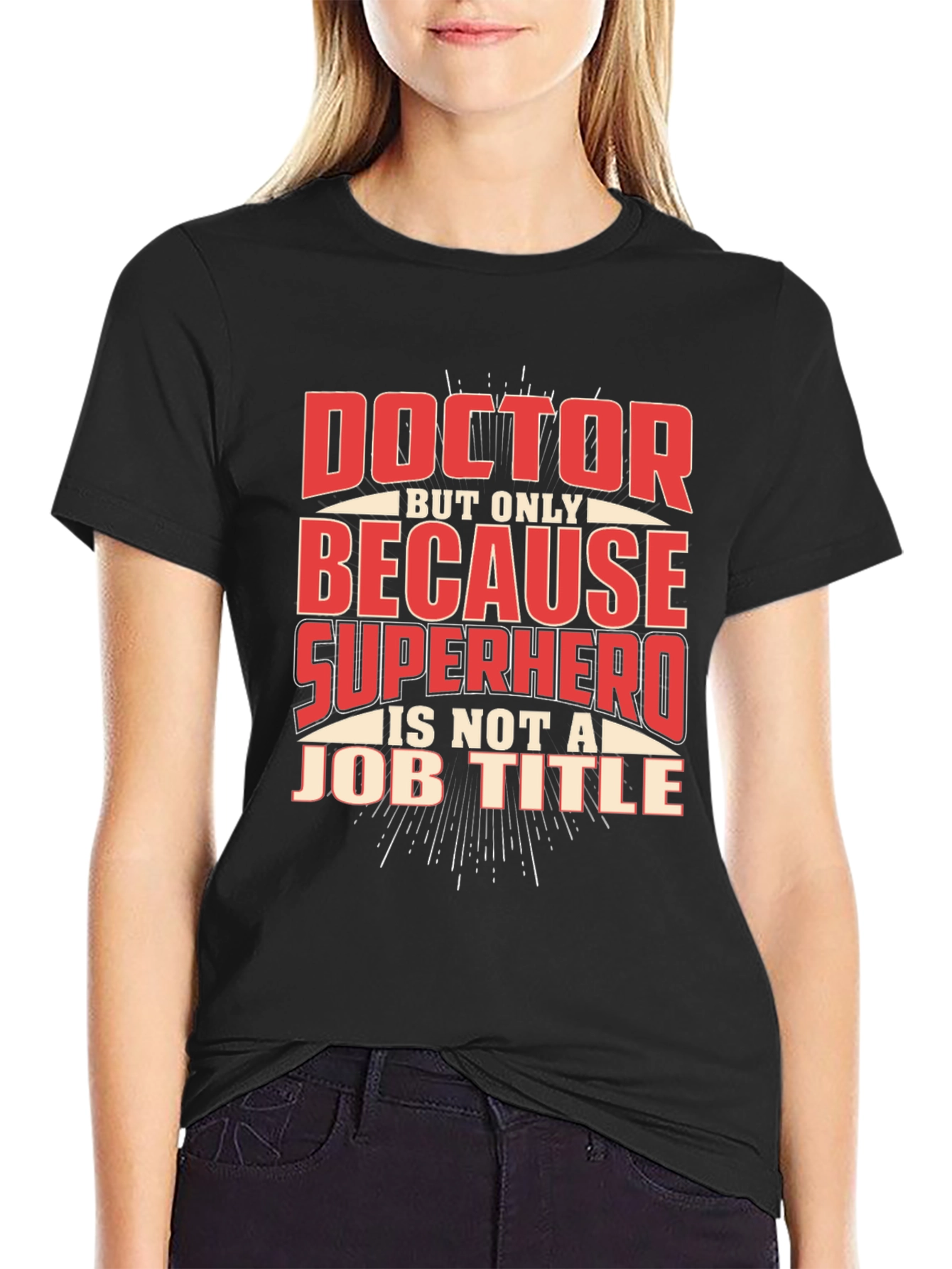 Black Doctor Superhero Job Title Novelty T-Shirt view 2