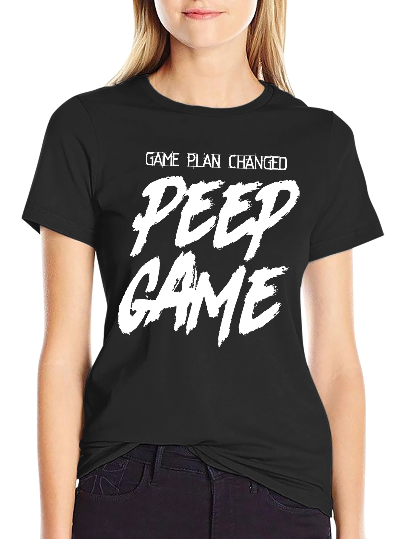 Black Peep Game T-Shirt - Black Graphic Tee for Men view 2