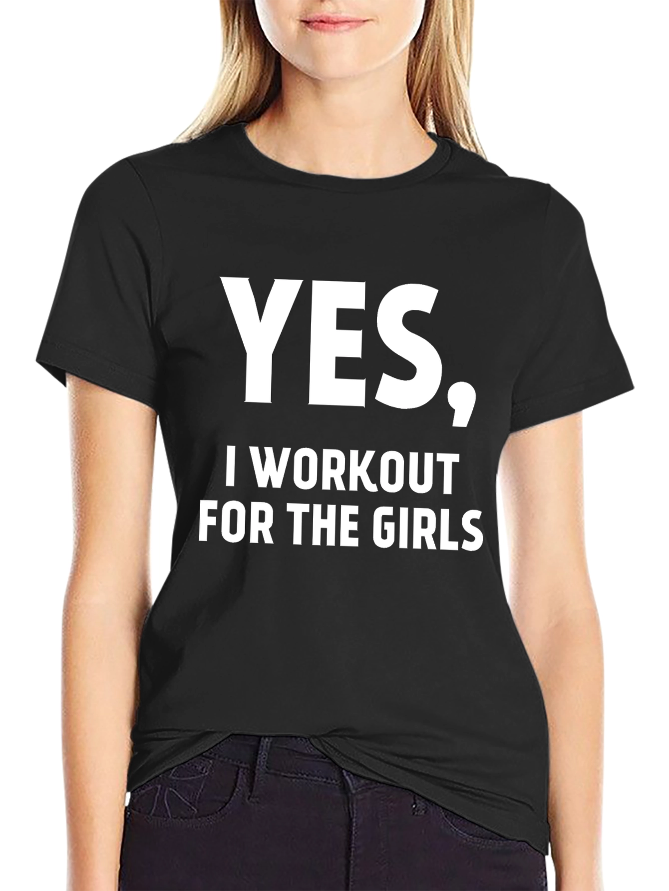 Black Funny Workout Shirt - Yes, I Workout For The Girls view 2
