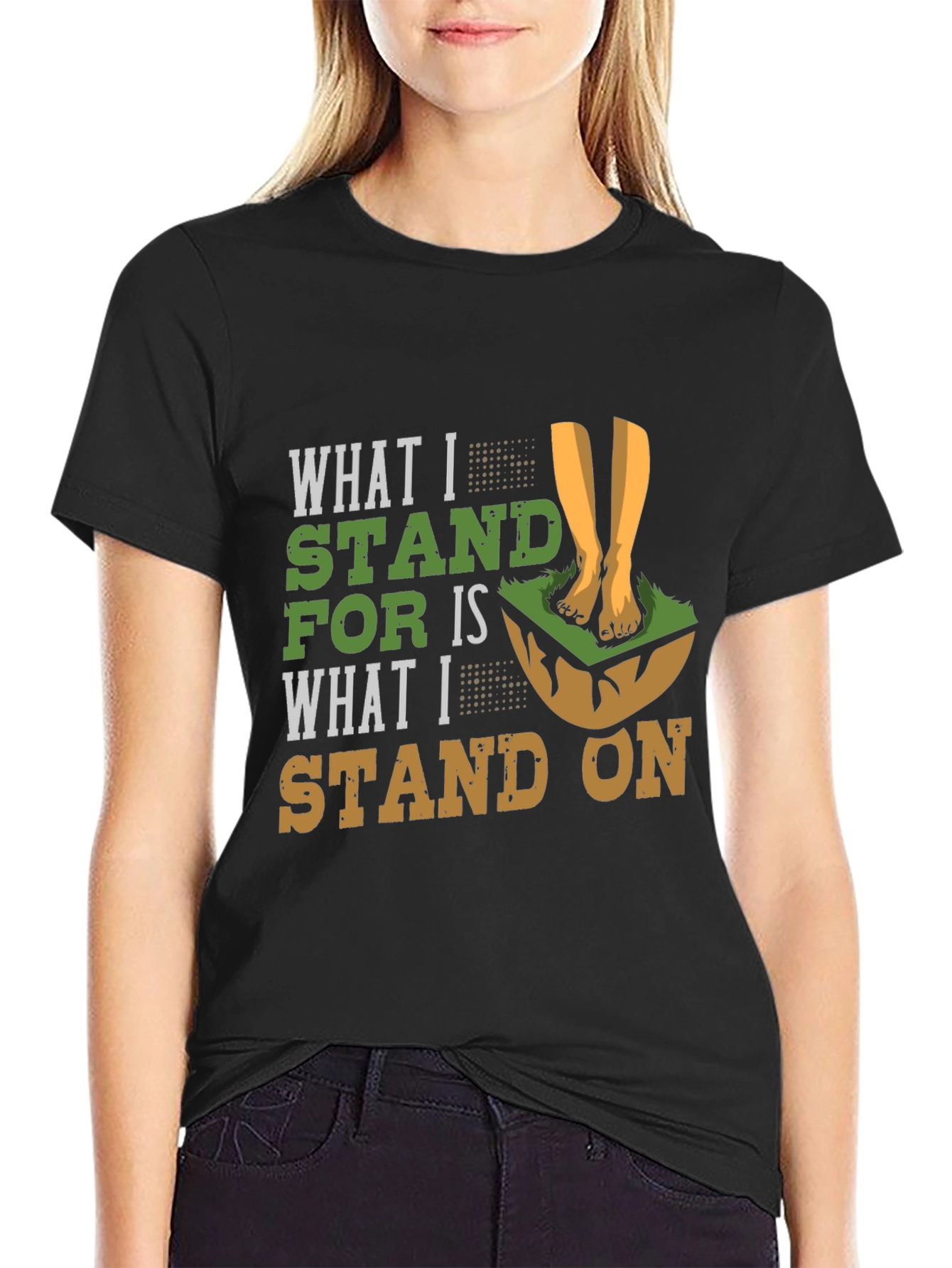 Black What I Stand For Graphic Tee view 2