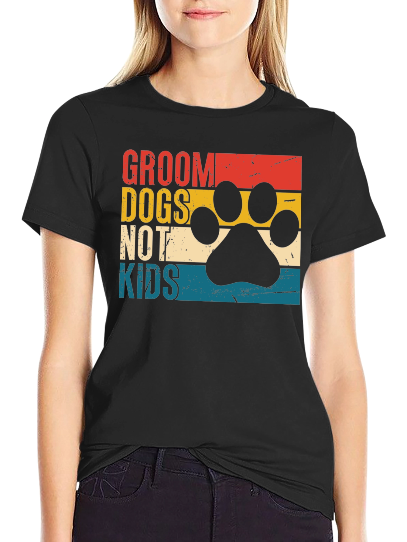Black Groom Dogs Not Kids Tee - Funny Dog Lover Shirt view 2