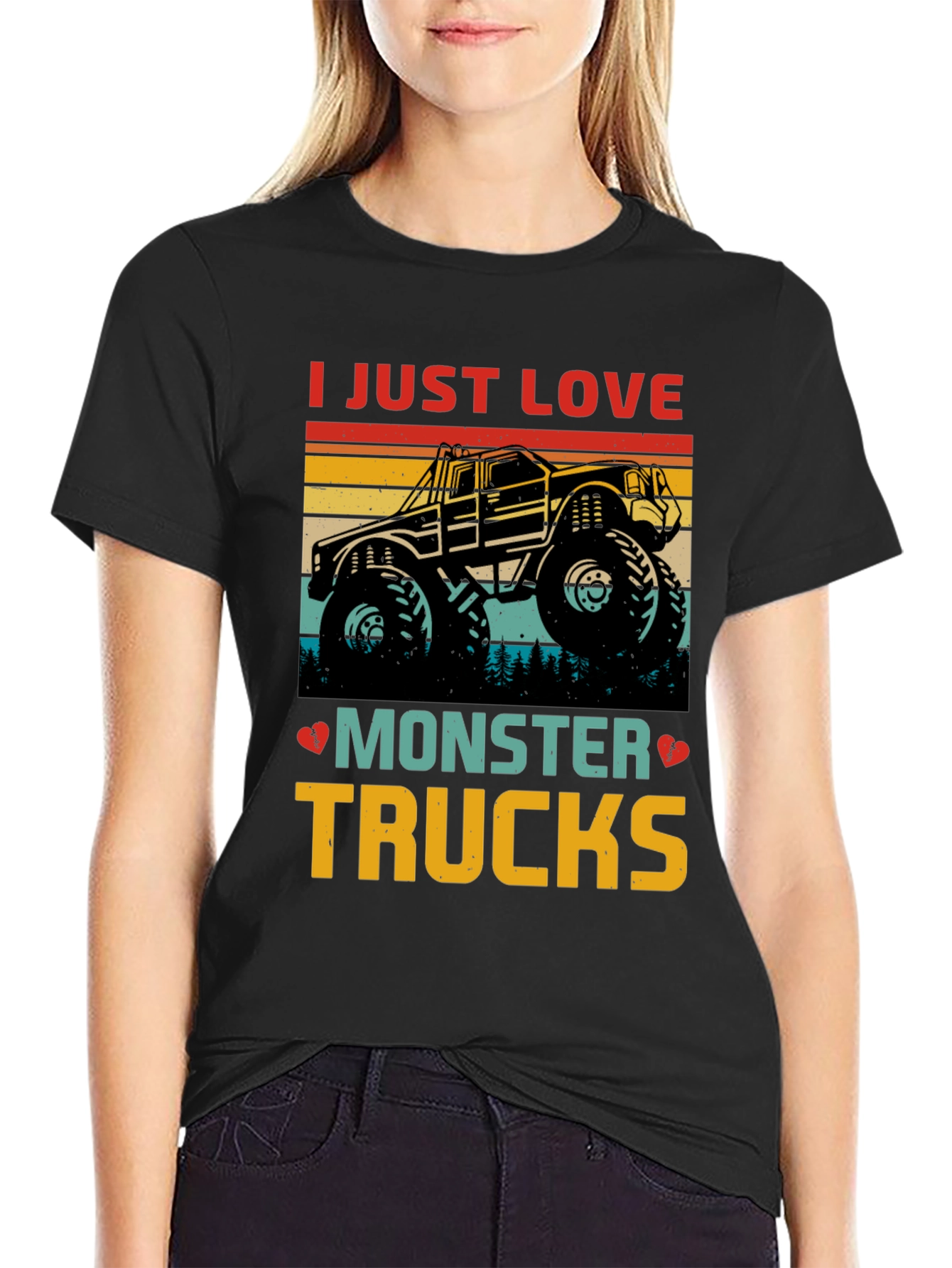 Black Monster Truck Lover Graphic T-Shirt view 2