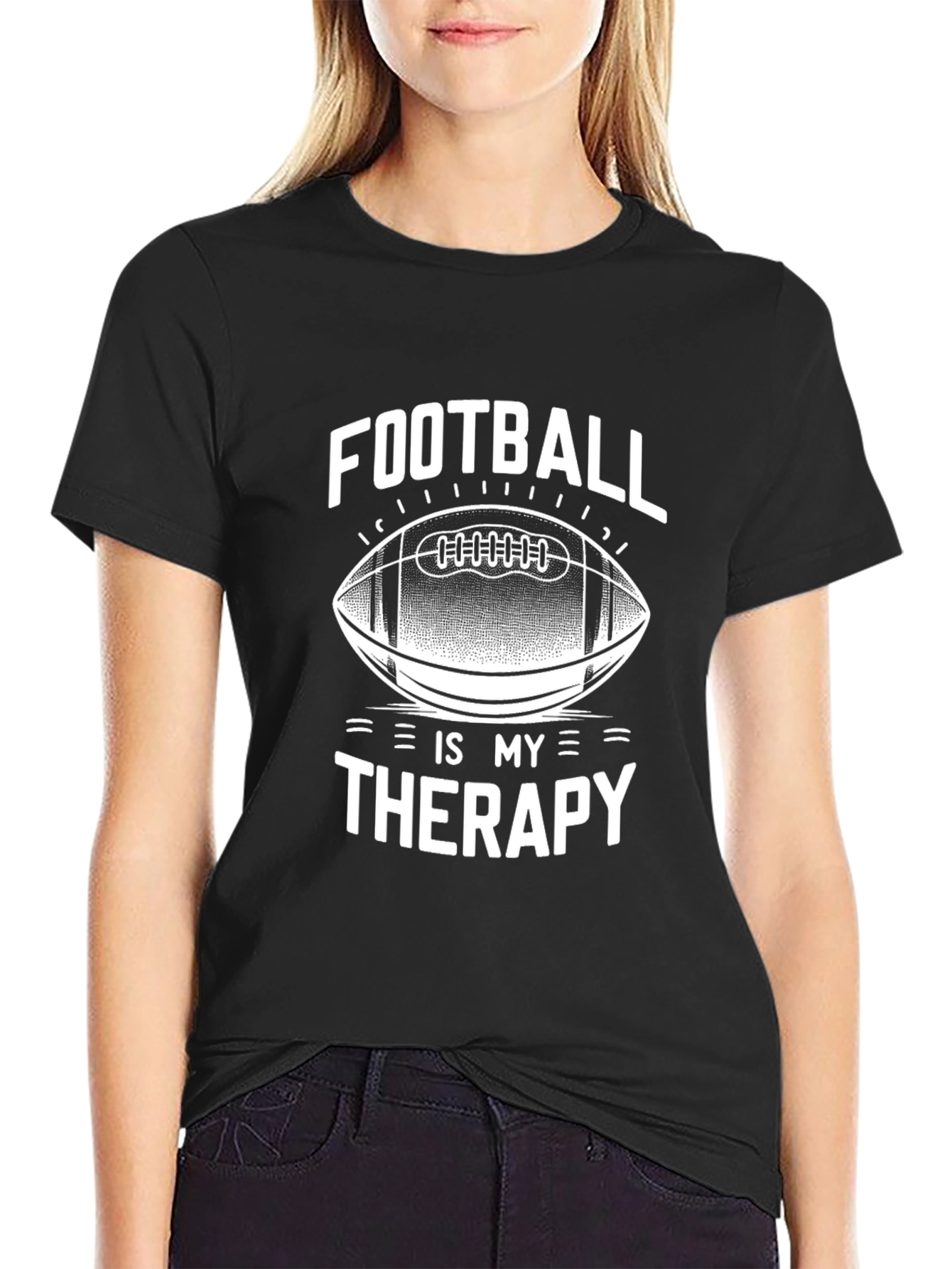 Black Football Is My Therapy Graphic T-Shirt view 2