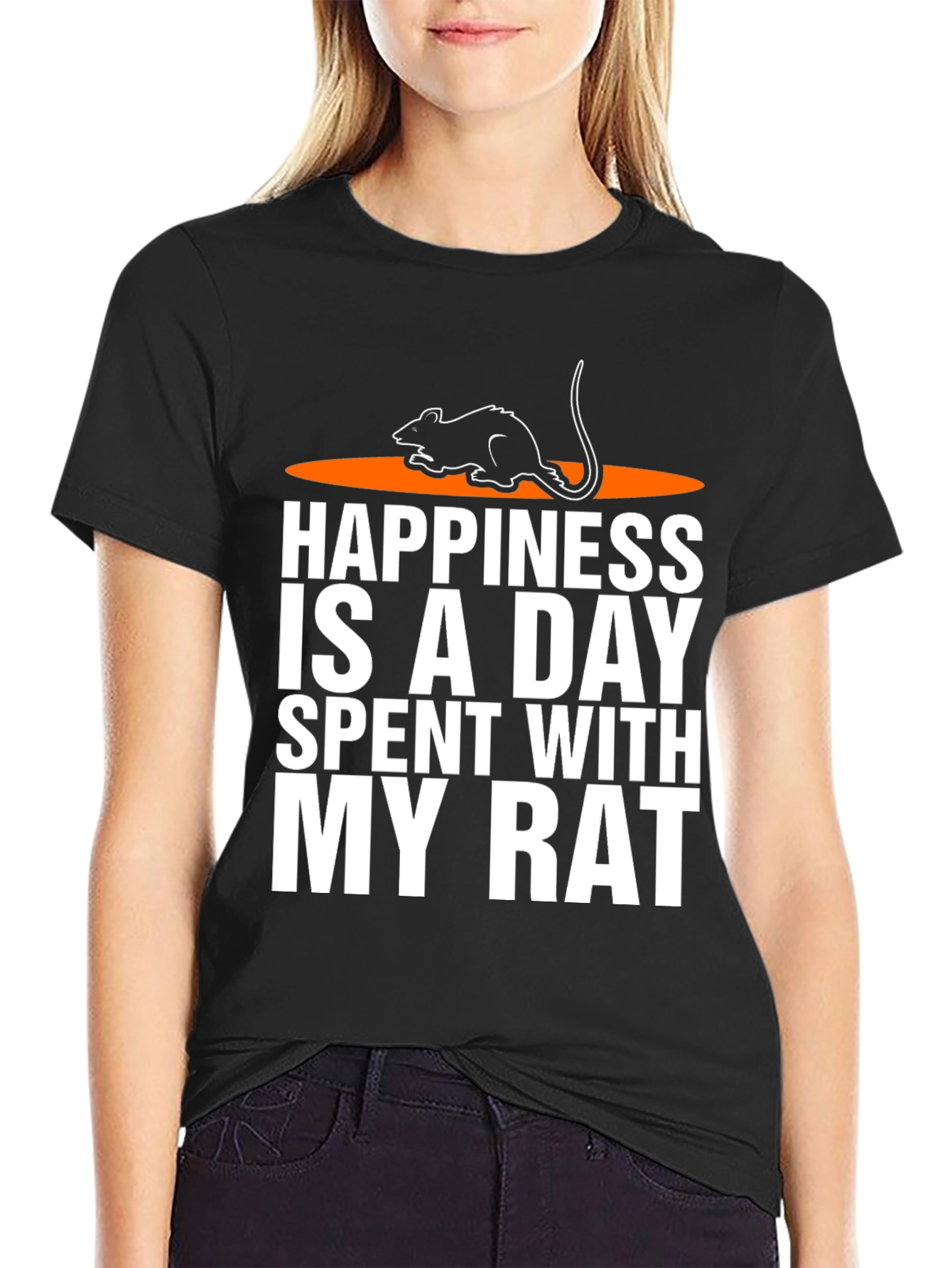 Black Happiness is a Day Spent with My Rat T-Shirt view 2