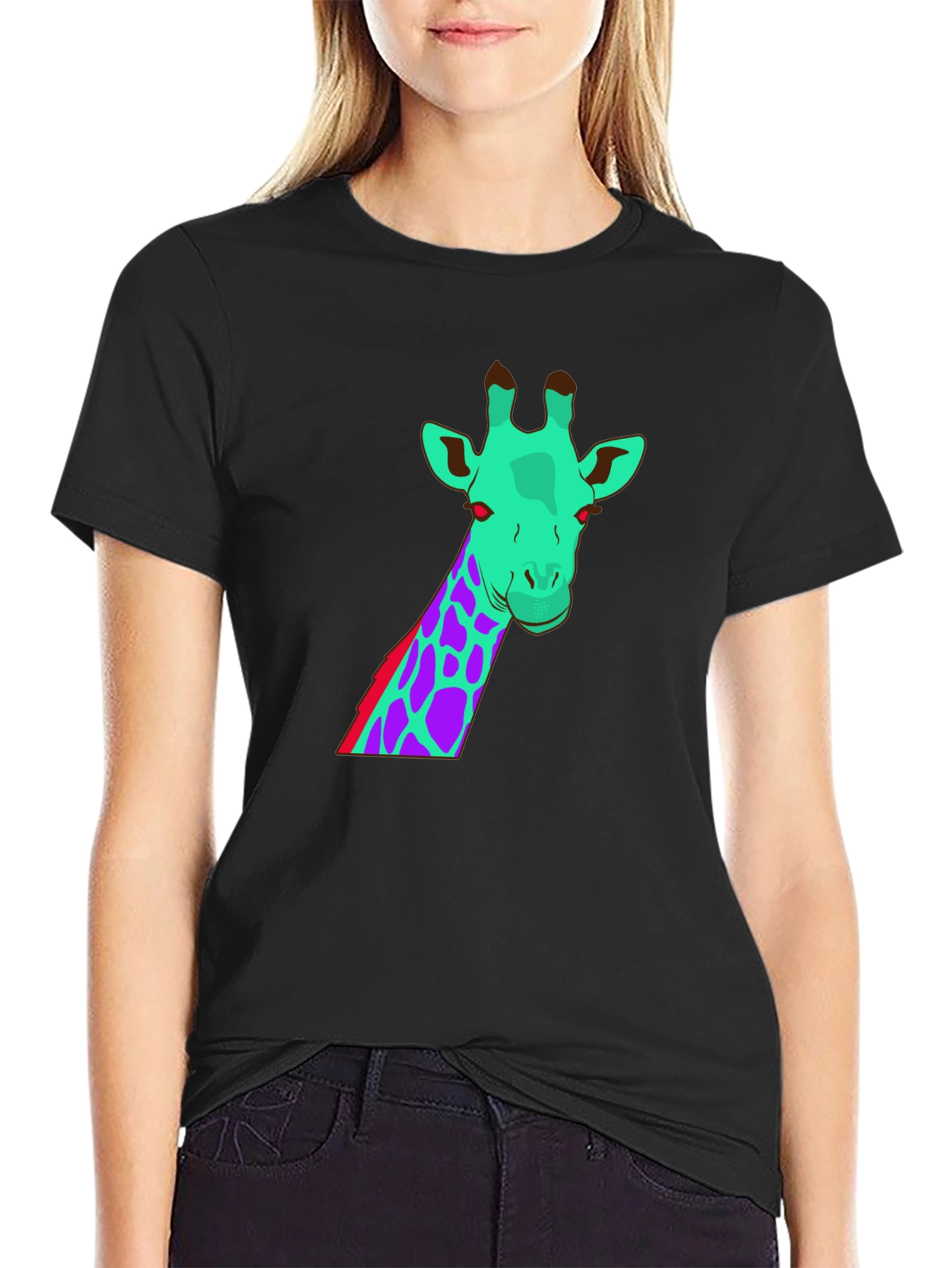 Black Funky Giraffe Graphic Tee - Unique Design view 2