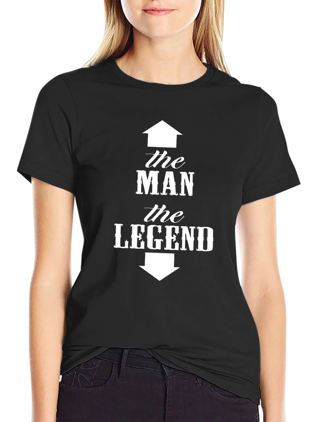 Black The Man The Legend Graphic Tee - Black Cotton T-Shirt view 2