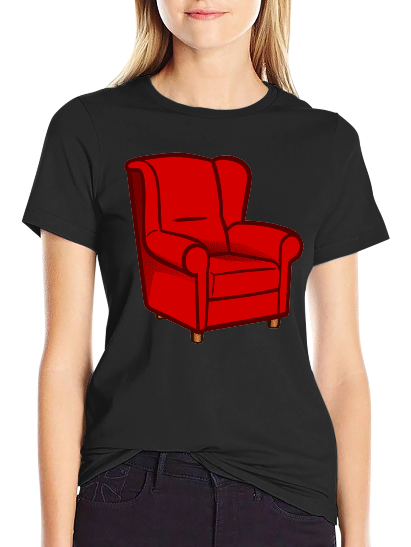 Black Red Chair Graphic Tee - Stylish Comfort view 2