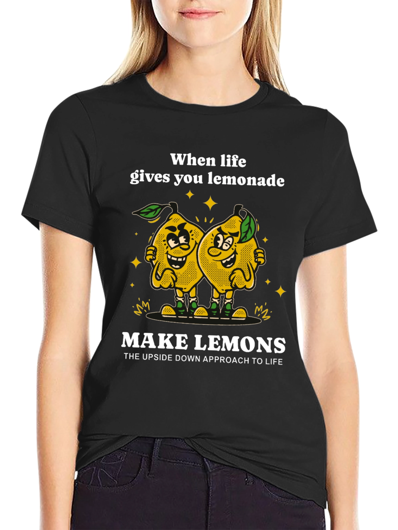 Black Funny Lemon Graphic Tee - Make Lemons T-Shirt view 2