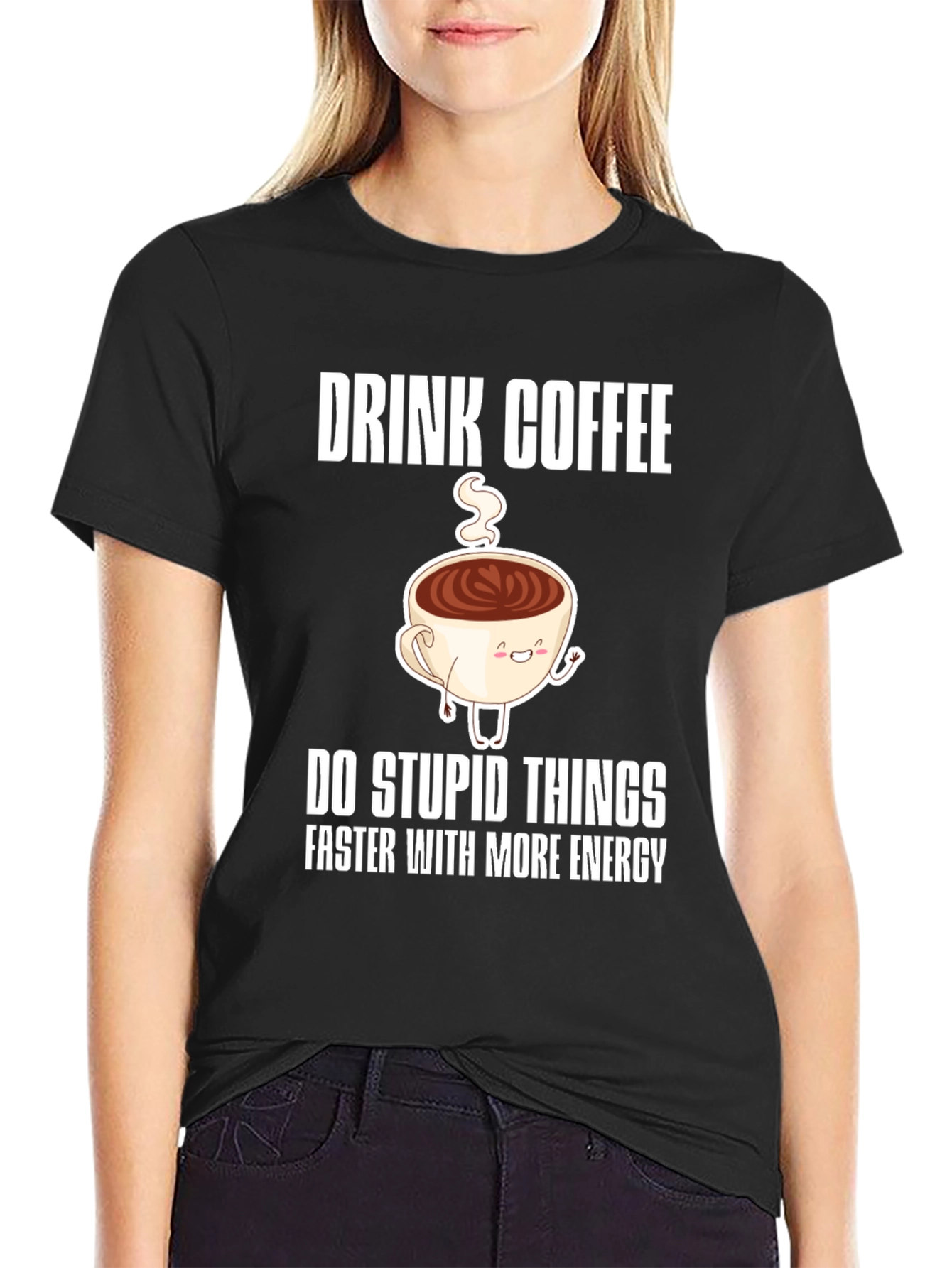 Black Drink Coffee Funny Graphic Tee view 2