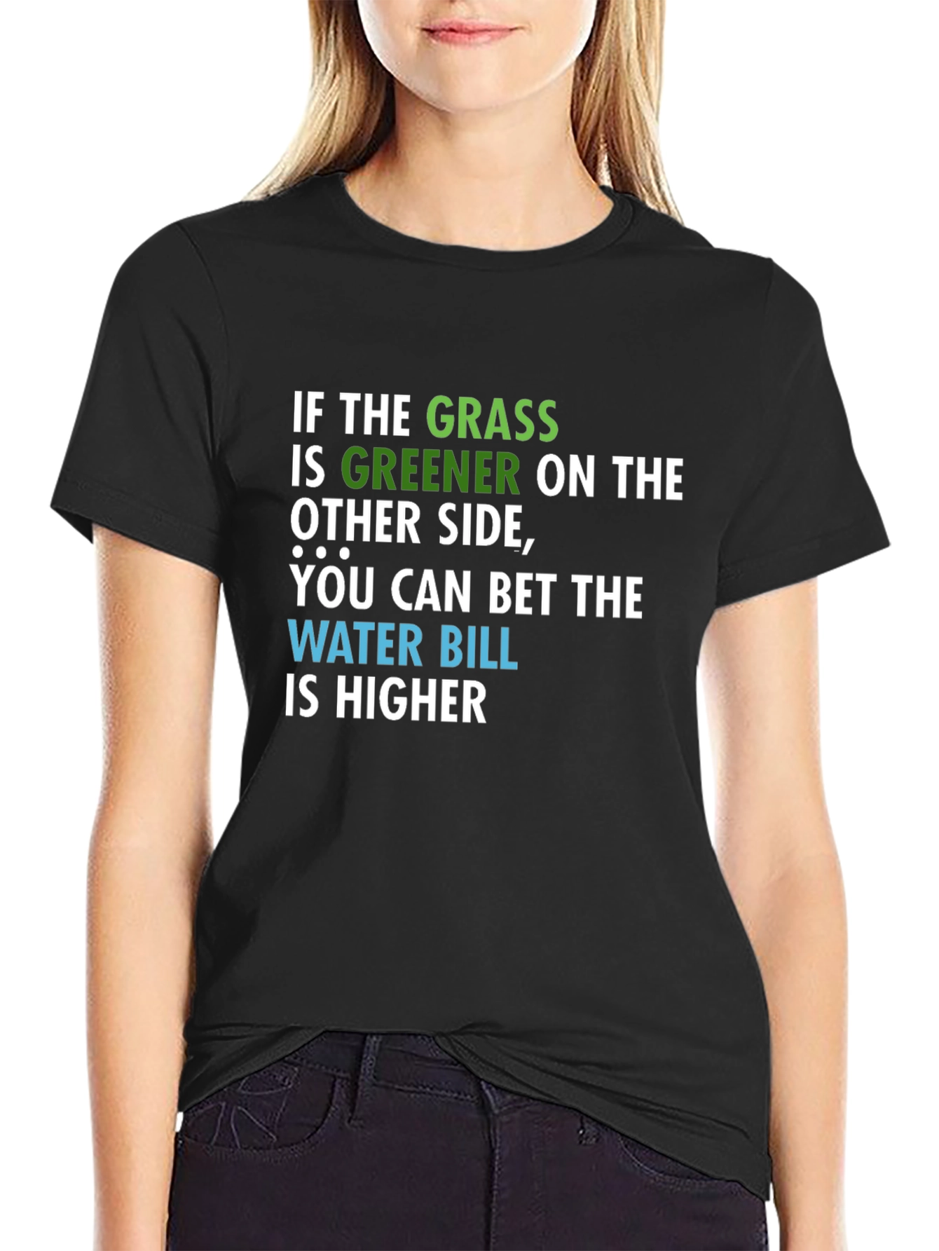 Black Greener Grass Water Bill Graphic T-Shirt view 2