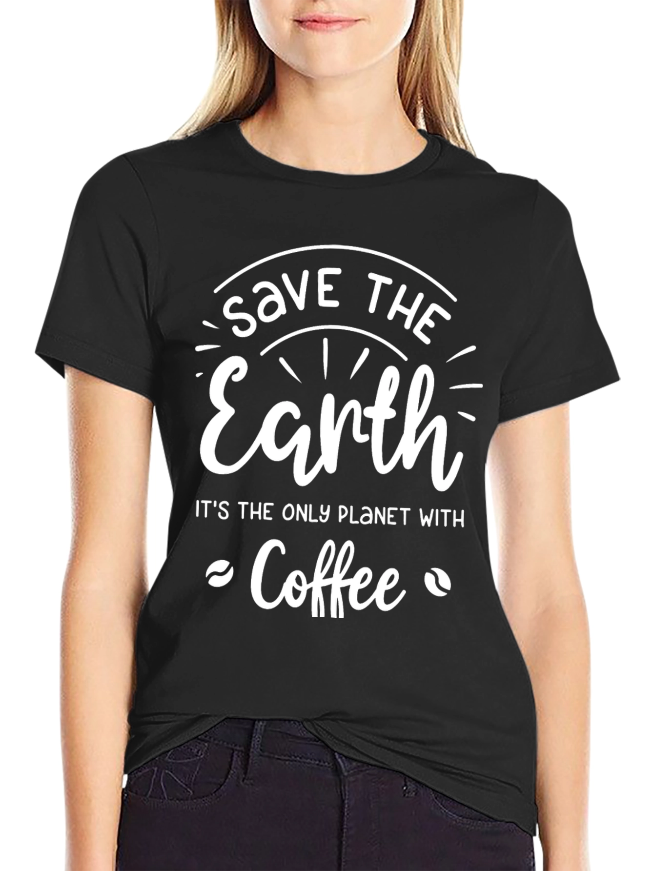 Black Save the Earth Coffee T-Shirt view 2