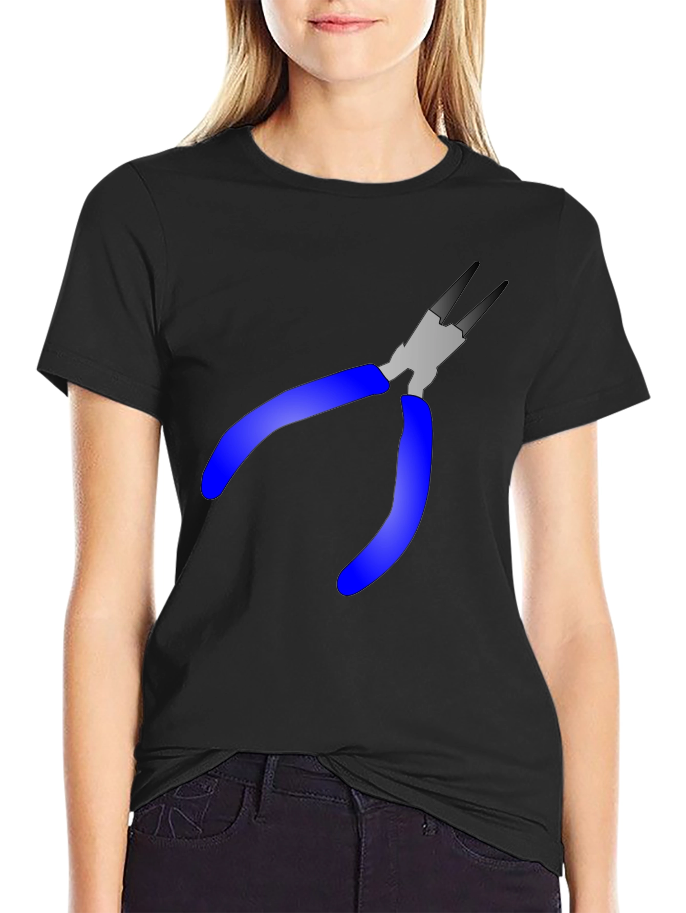 Black Pliers Graphic Tee - Black Cotton Blend T-Shirt view 2