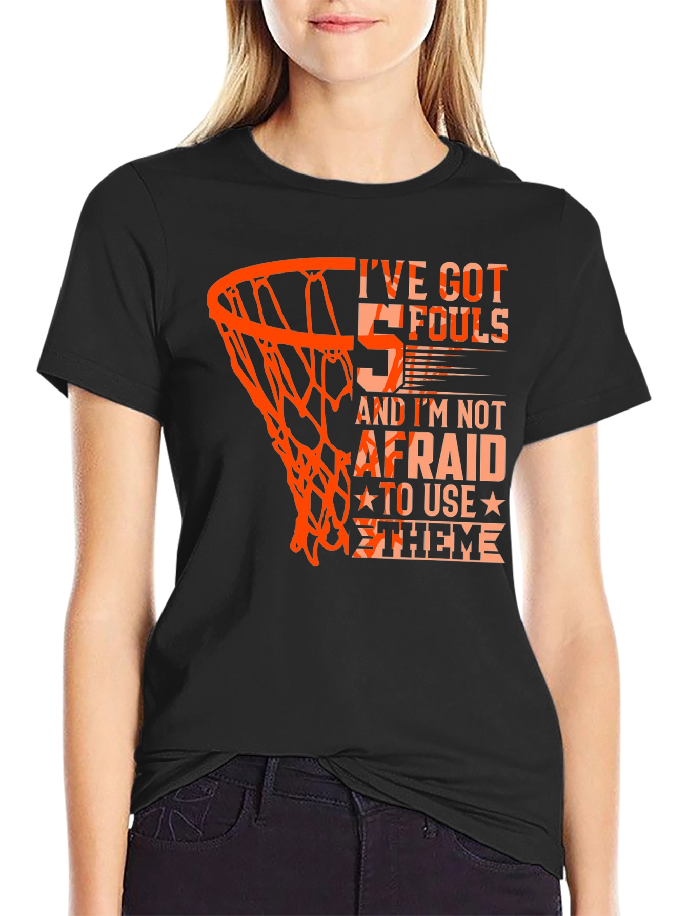 Black Basketball '5 Fouls' Graphic T-Shirt view 2