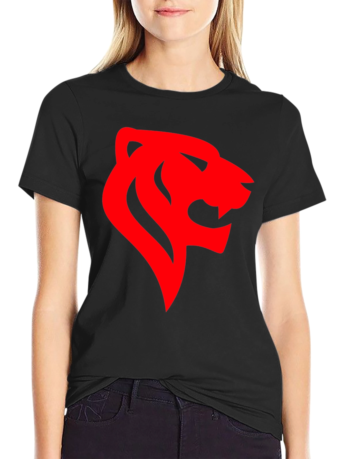 Black Bold Lion Head Graphic Tee - Black view 2