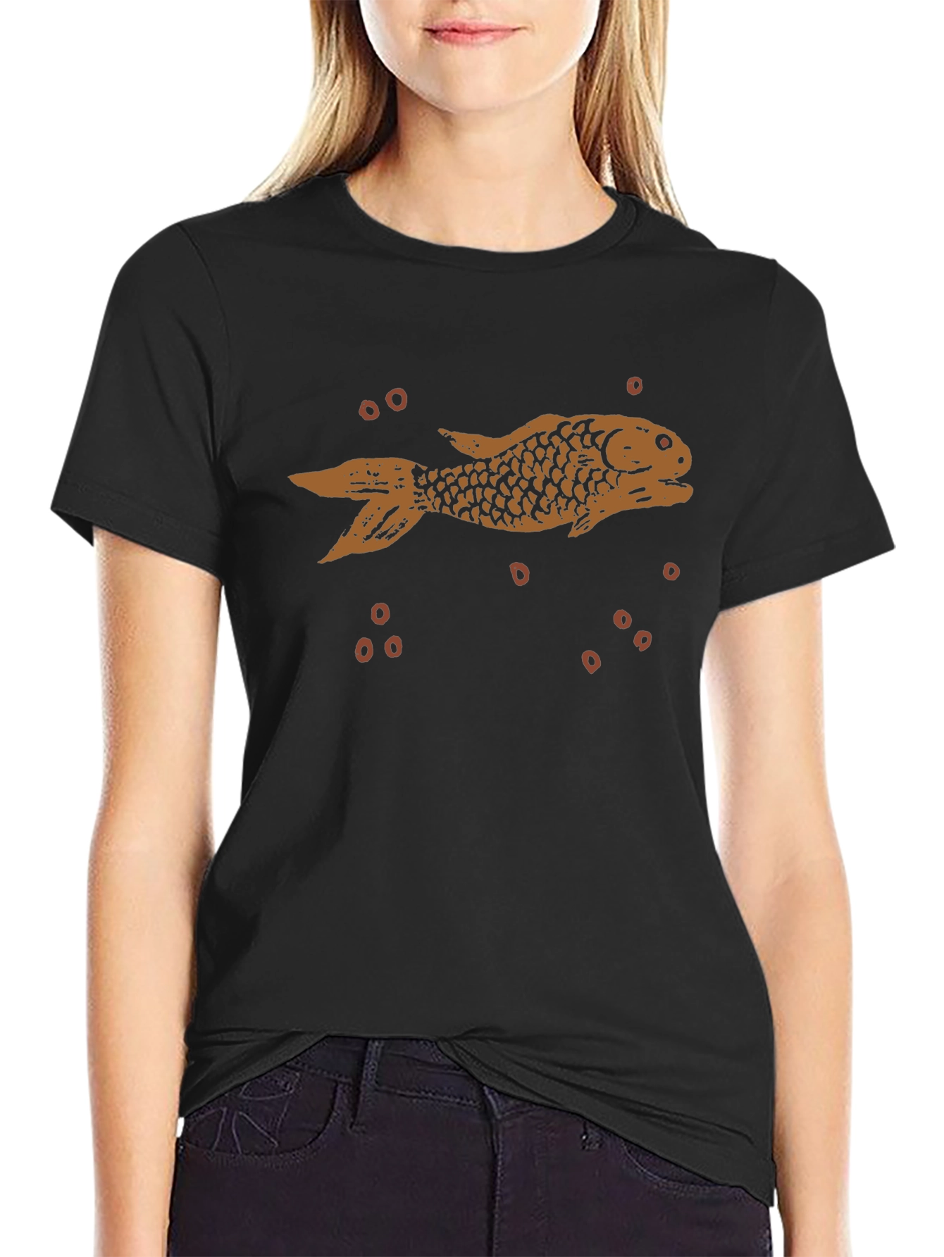Vintage Fish Graphic Tee - Black Cotton Blend - 2
