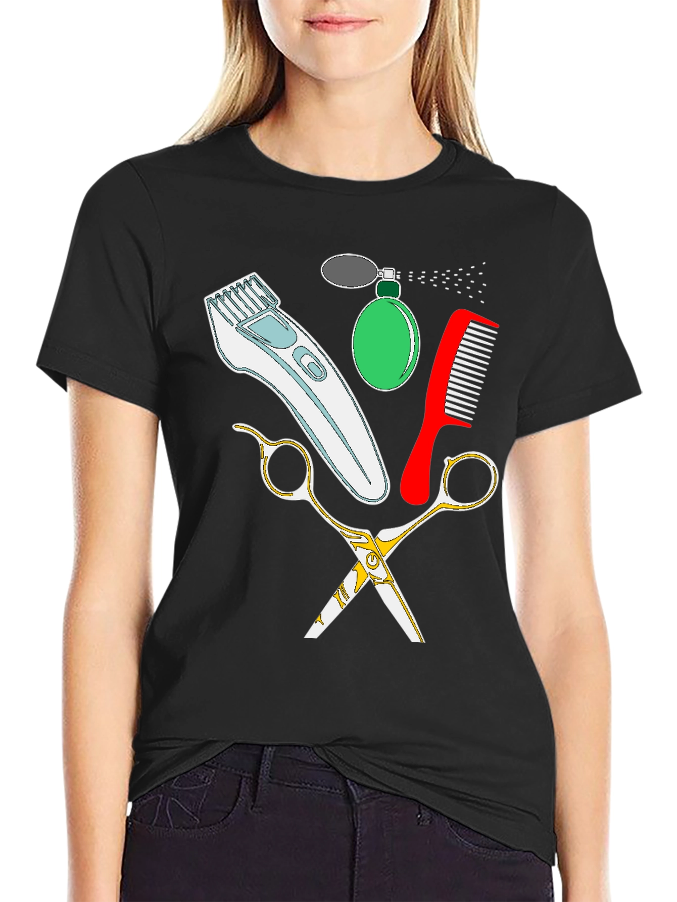 Black Barber Tools Graphic T-Shirt: Stylish and Unique Tee view 2