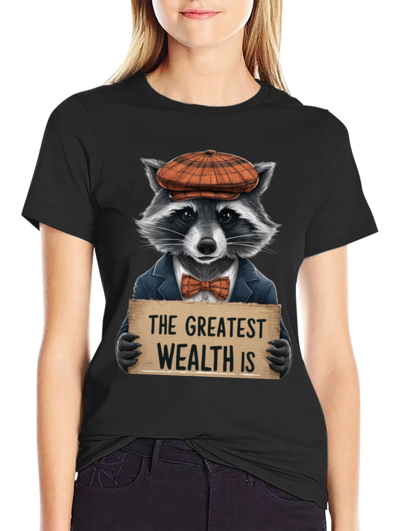 Black The Greatest Wealth Raccoon T-Shirt view 2