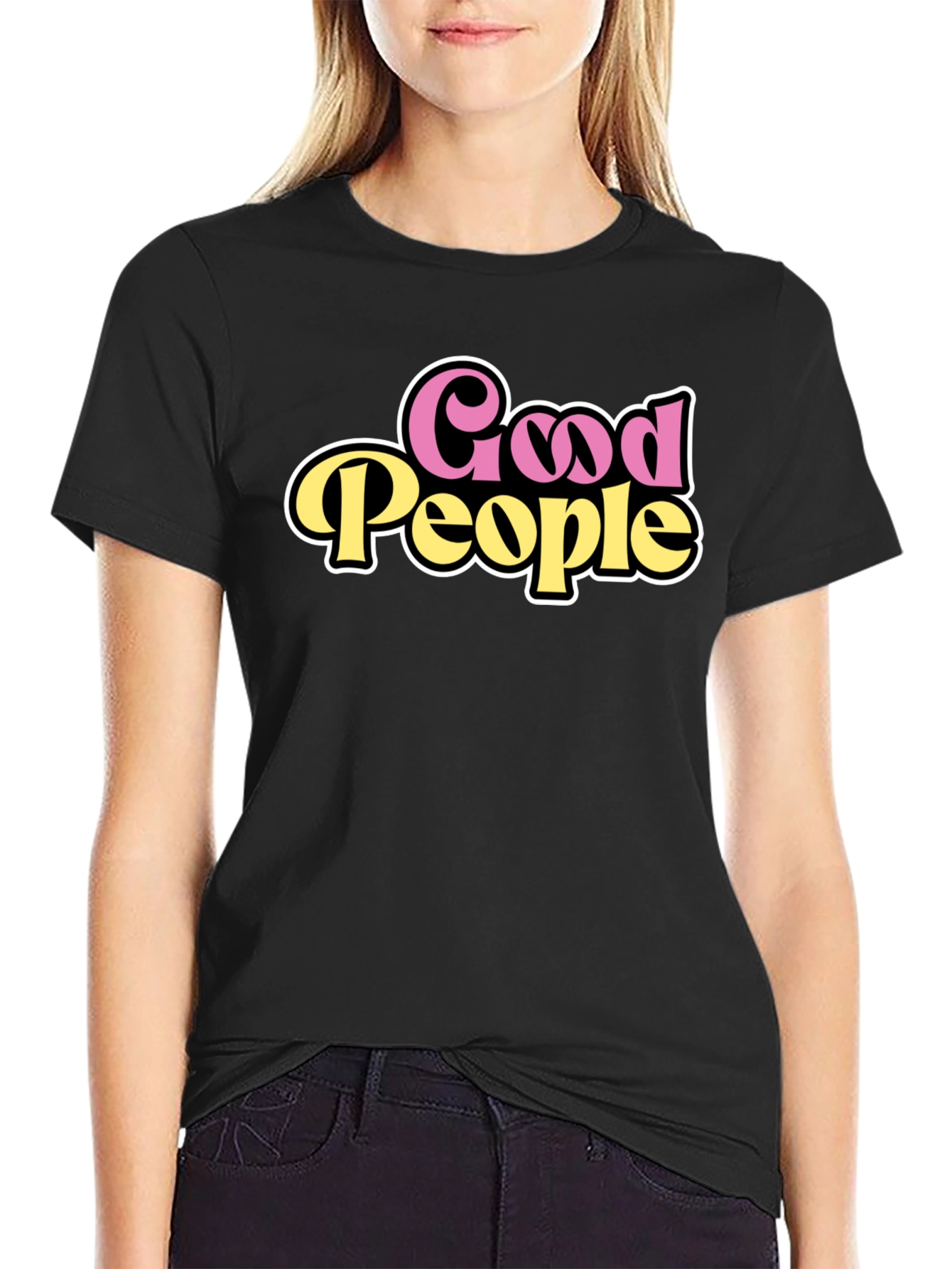 Black Good People Graphic Tee - Retro Style view 2