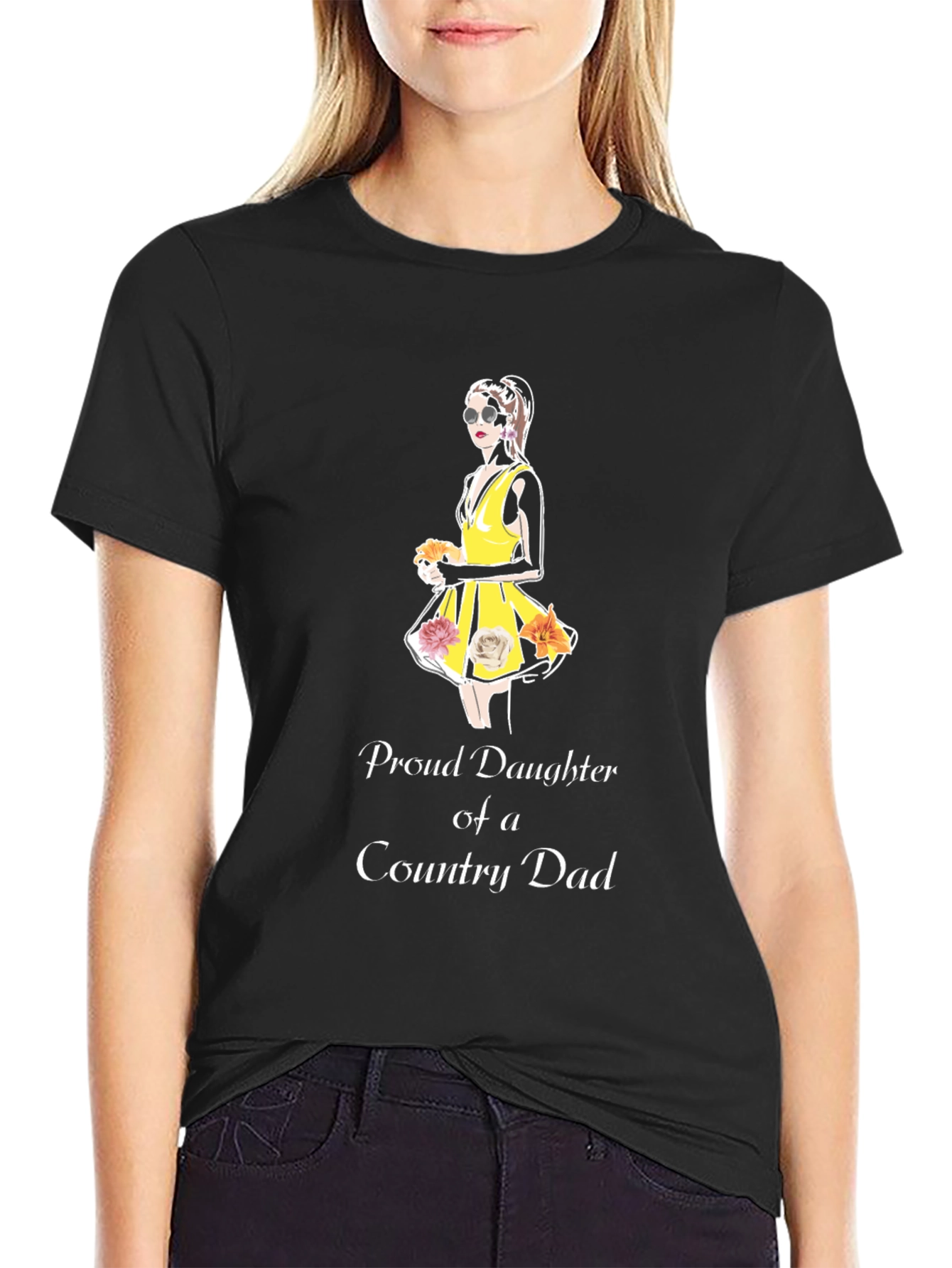 Black Proud Daughter of a Country Dad T-Shirt view 2