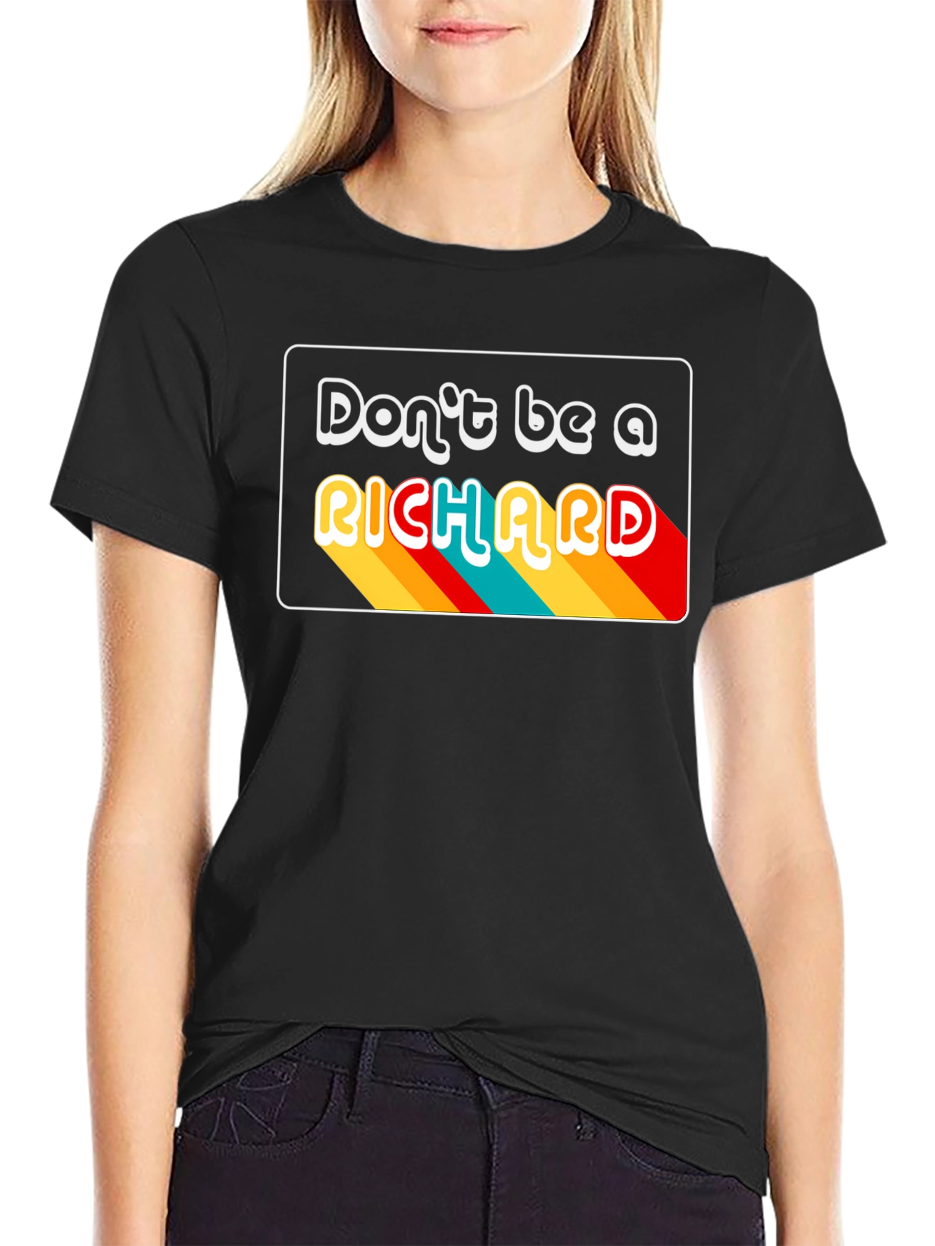 Black Don't Be A Richard Black Graphic T-Shirt view 2