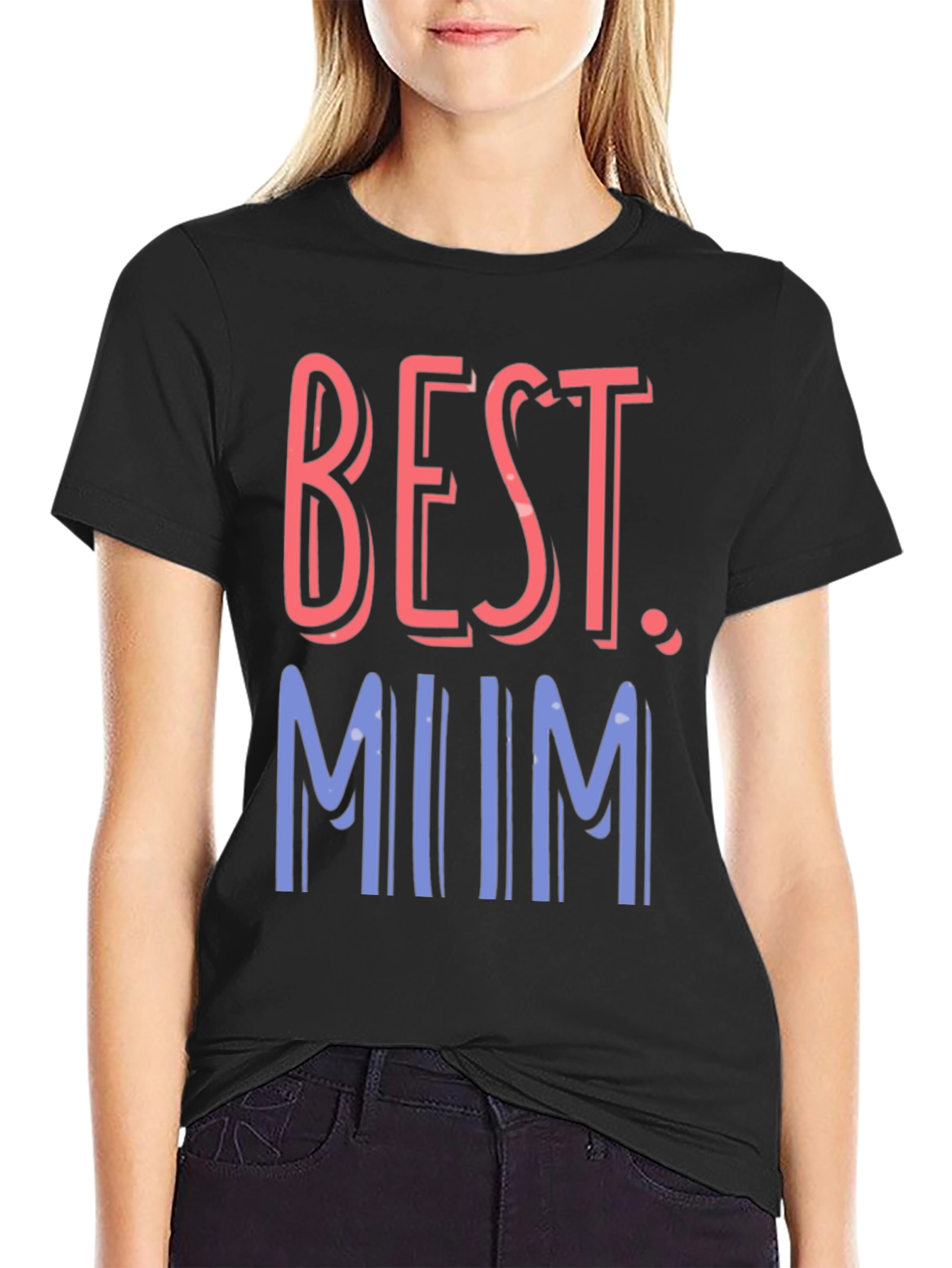 Black Best Mum Graphic Tee - Casual Black T-Shirt view 2