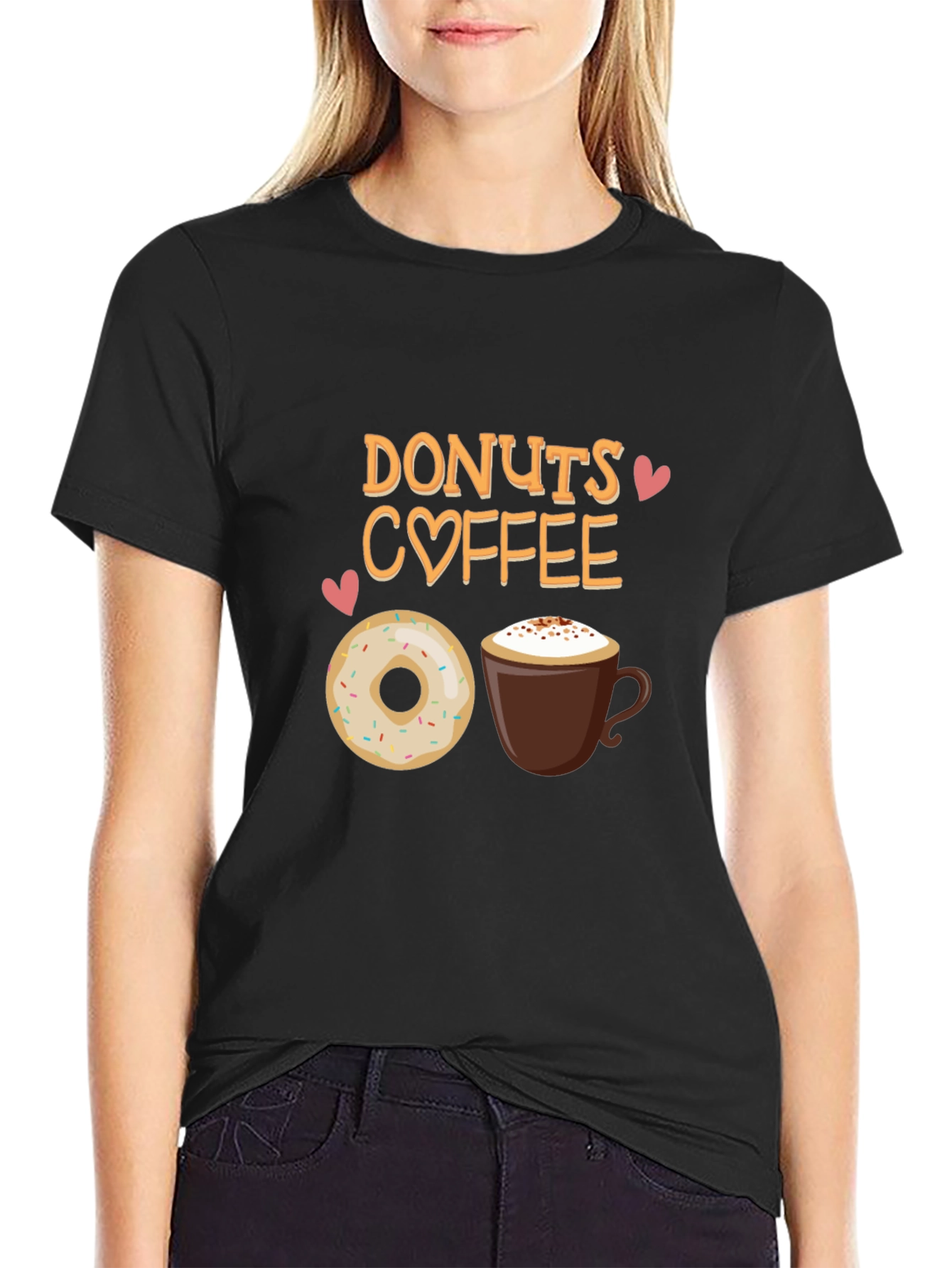 Black Donuts Coffee T-Shirt - Cute Foodie Tee view 2