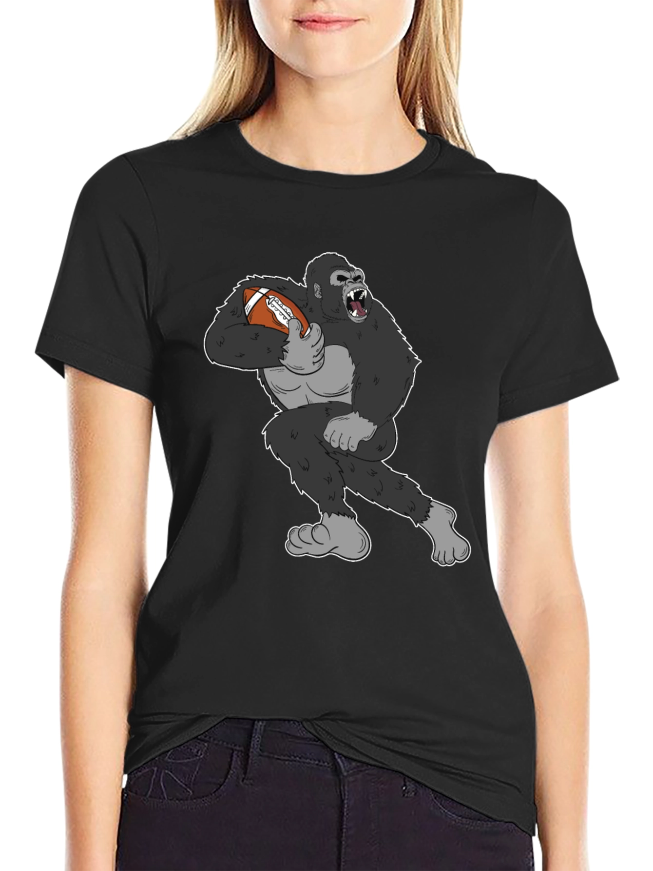 Black Gorilla Football T-Shirt - Black view 2