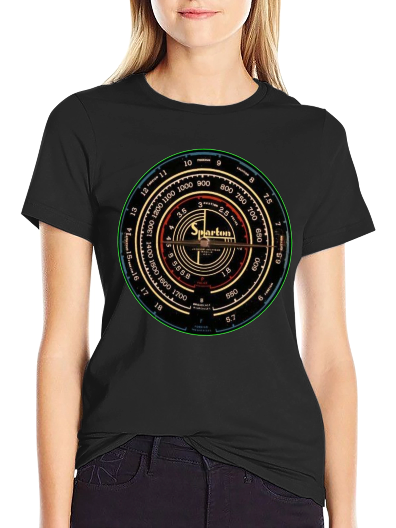 Black Sparton Radio Dial T-Shirt - Vintage Design view 2