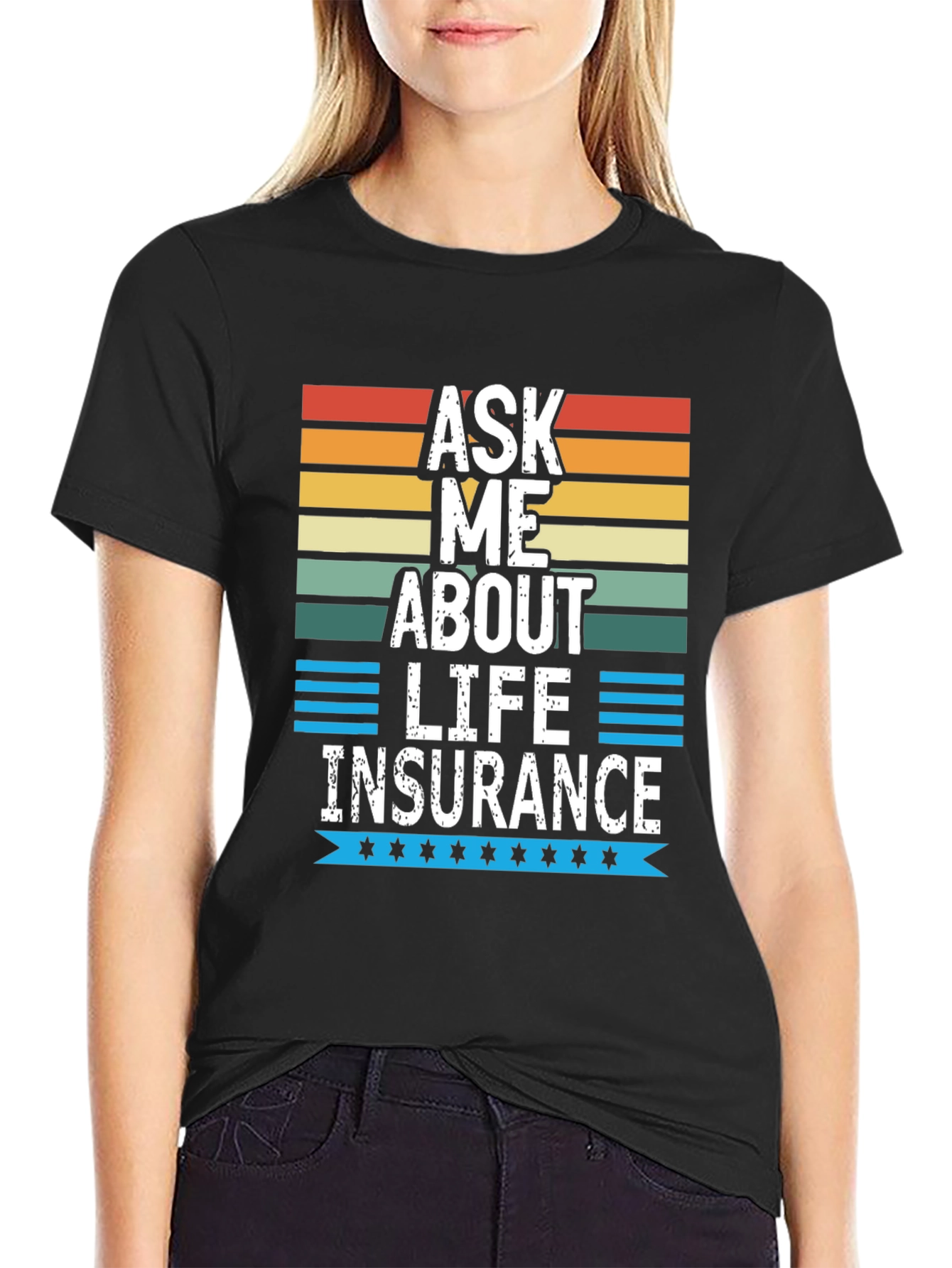 Black Ask Me About Life Insurance Graphic Tee view 2