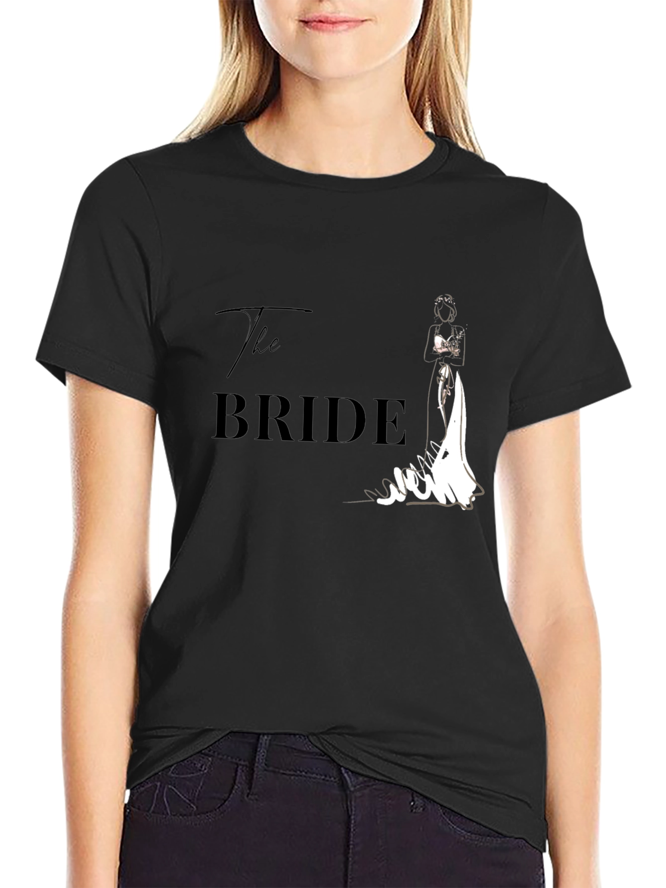 Black The Bride T-Shirt - Wedding Party Apparel view 2