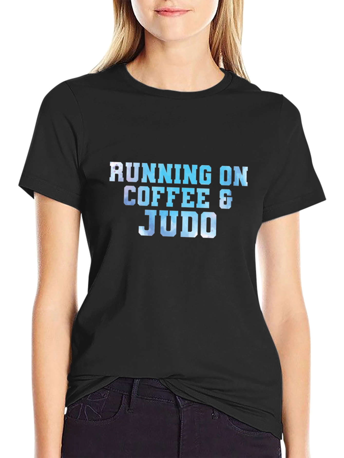Black Running on Coffee & Judo Black T-Shirt view 2