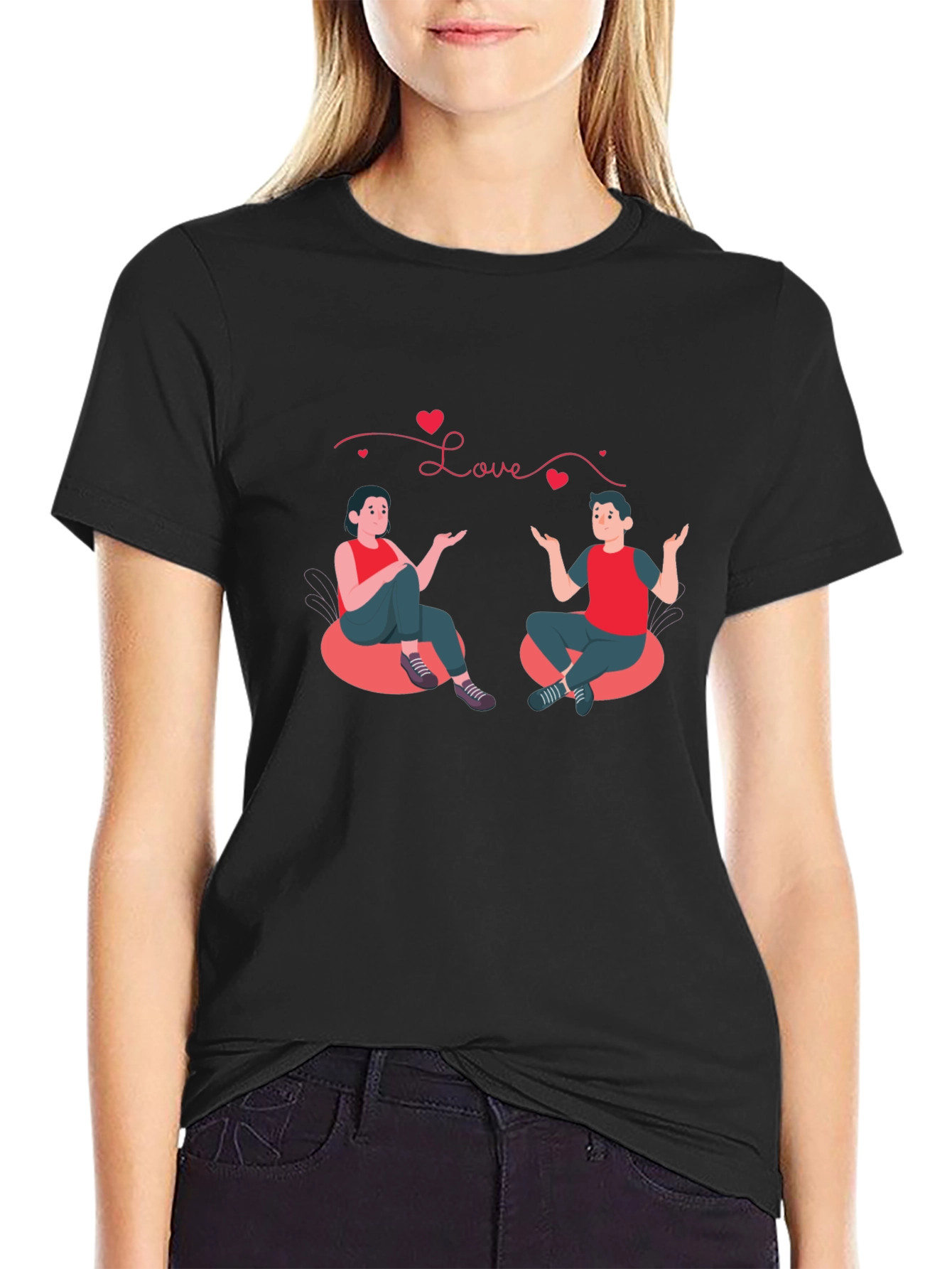 Black Love Graphic Black T-Shirt view 2