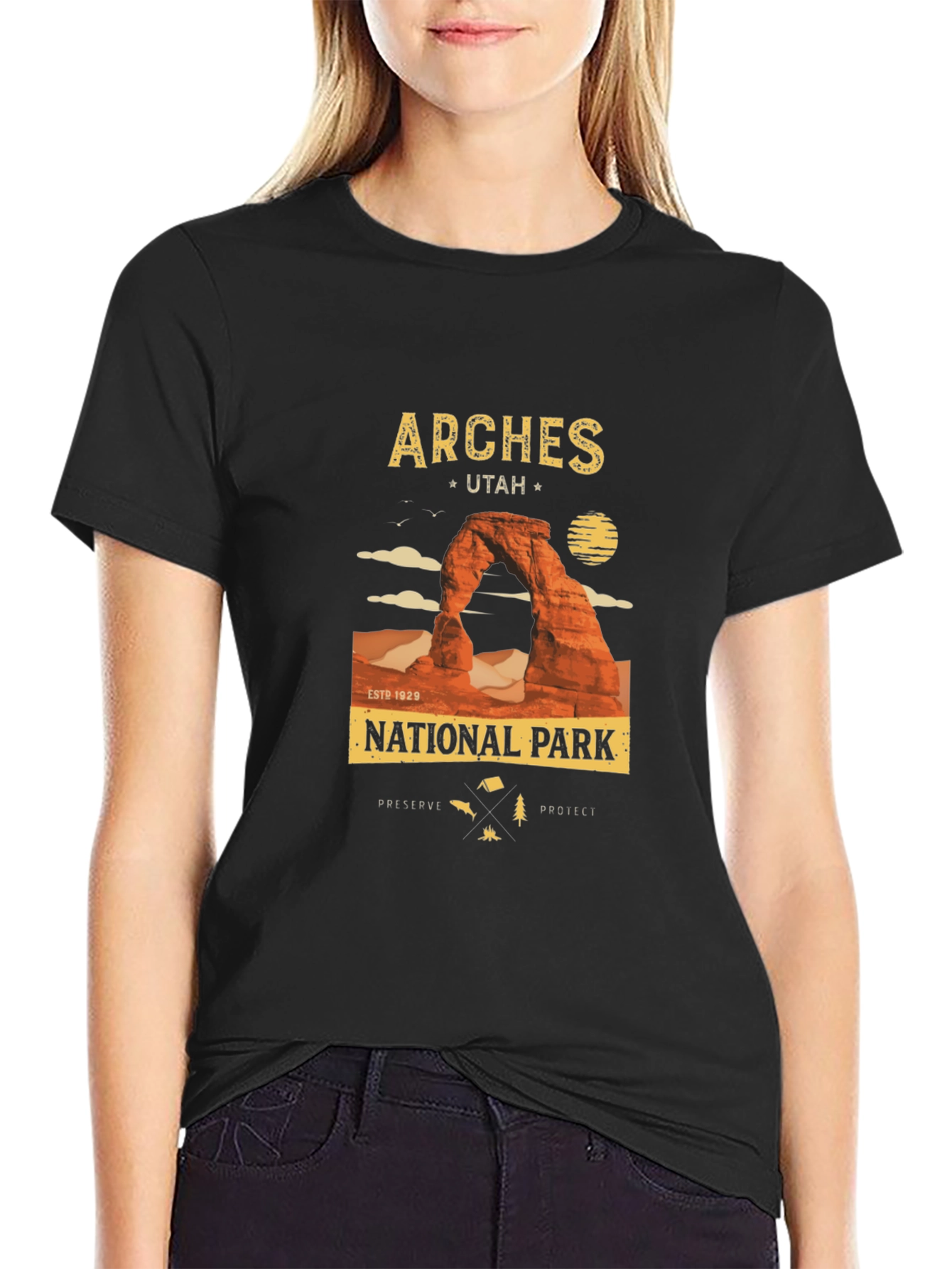 Black Arches National Park Black T-Shirt view 2