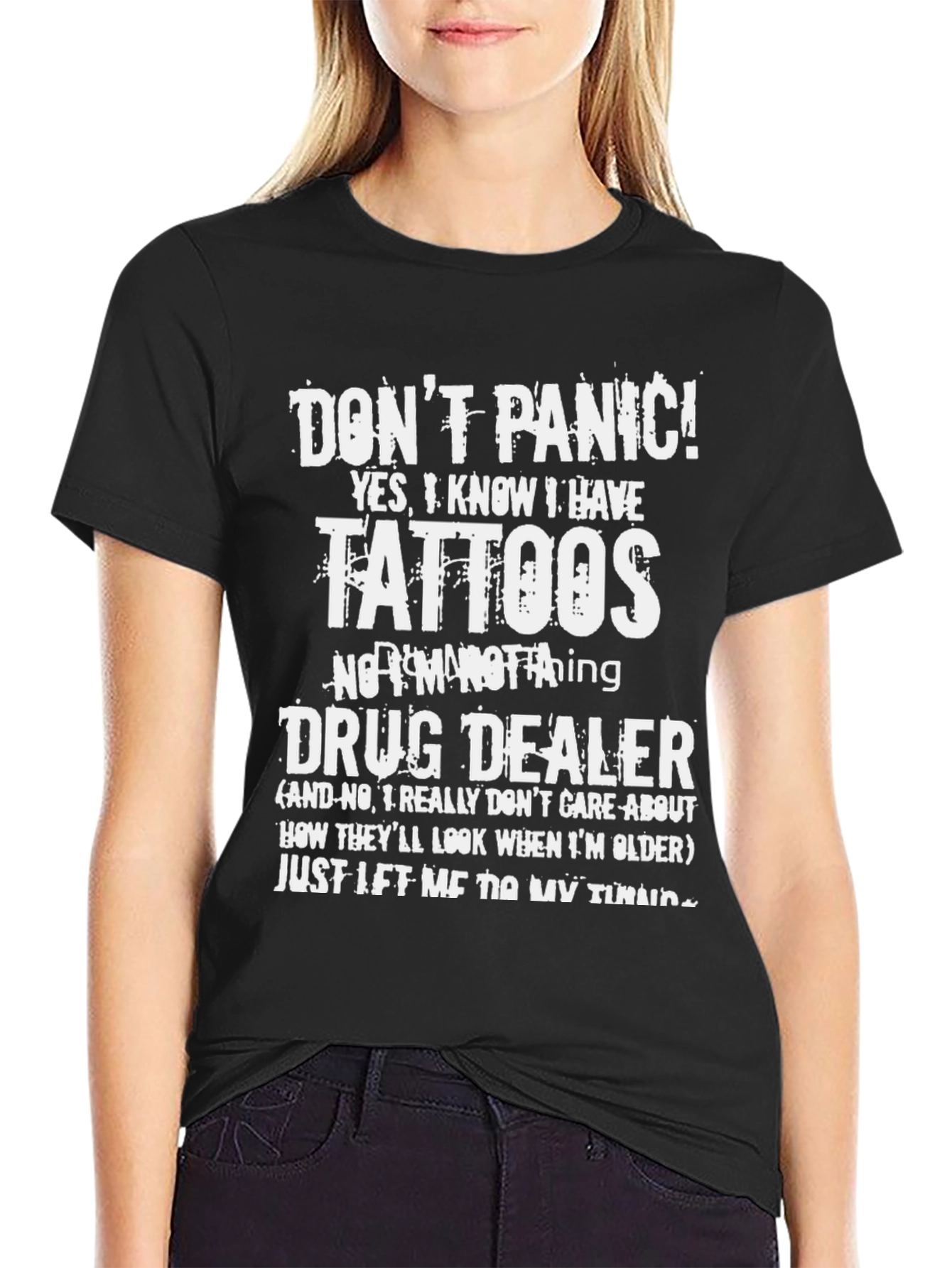 Black Don't Panic Tattoo T-Shirt view 2