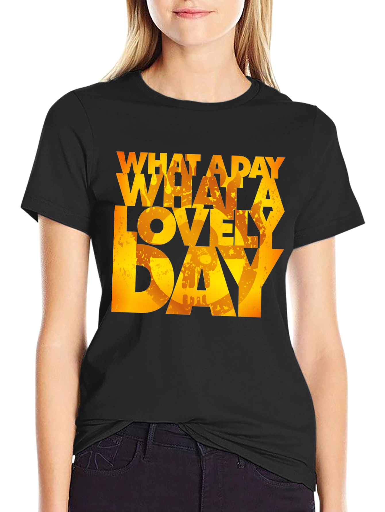 Black What a Lovely Day T-Shirt - Black Graphic Tee view 2