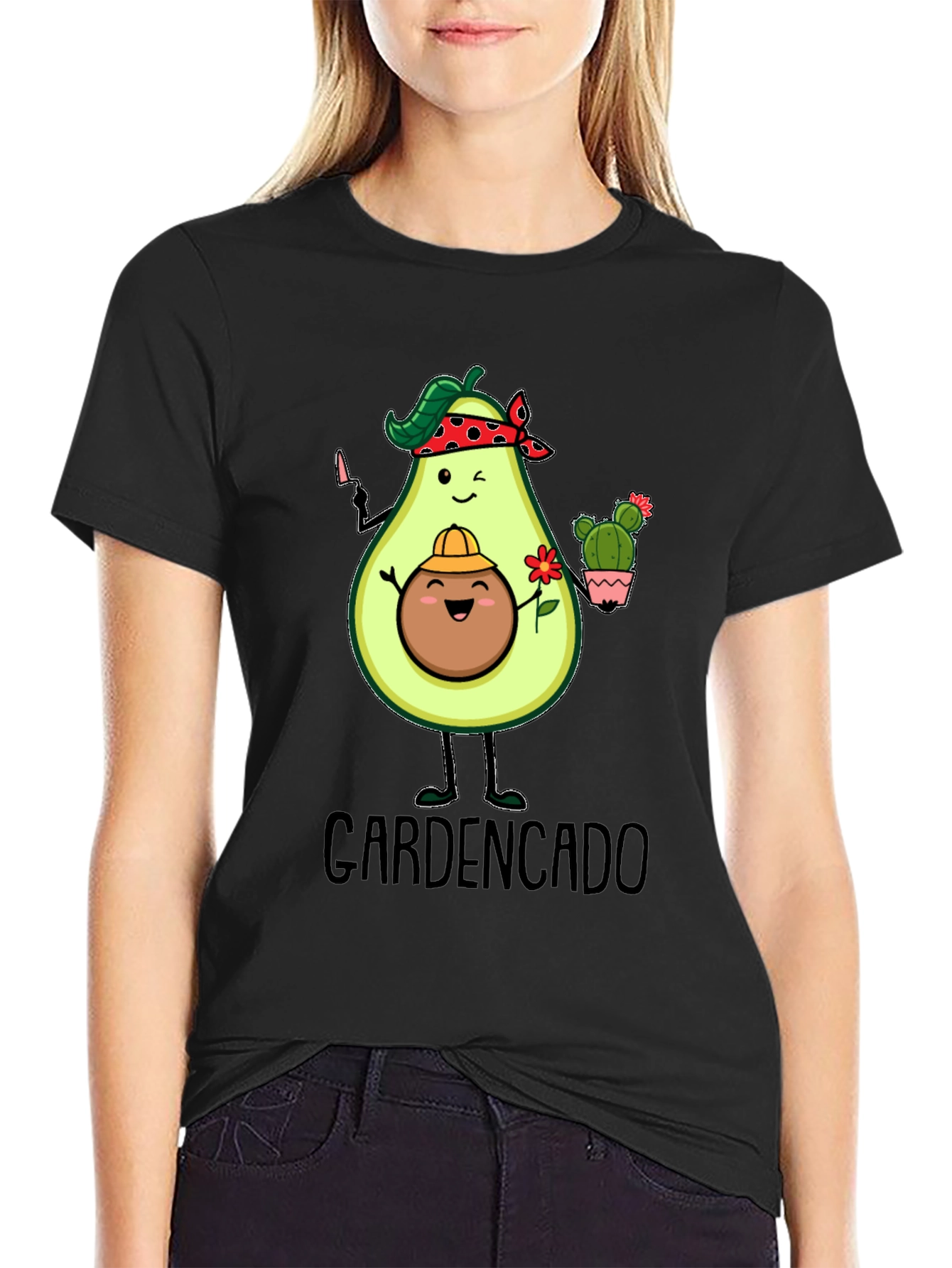 Black Gardencado Funny Avocado Gardener Black T-Shirt view 2