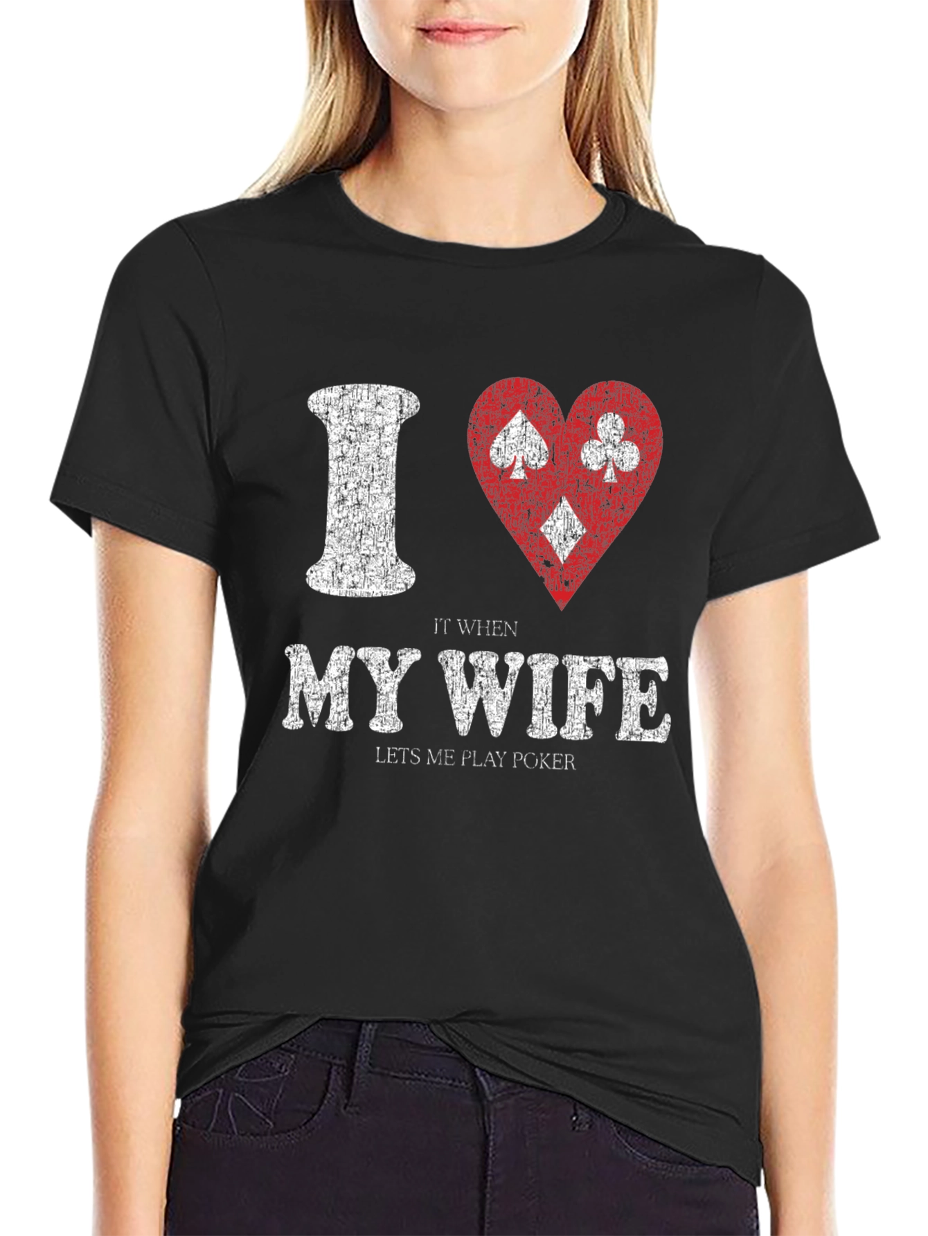 Black Funny Poker T-Shirt: I Love It When My Wife Lets Me Play view 2
